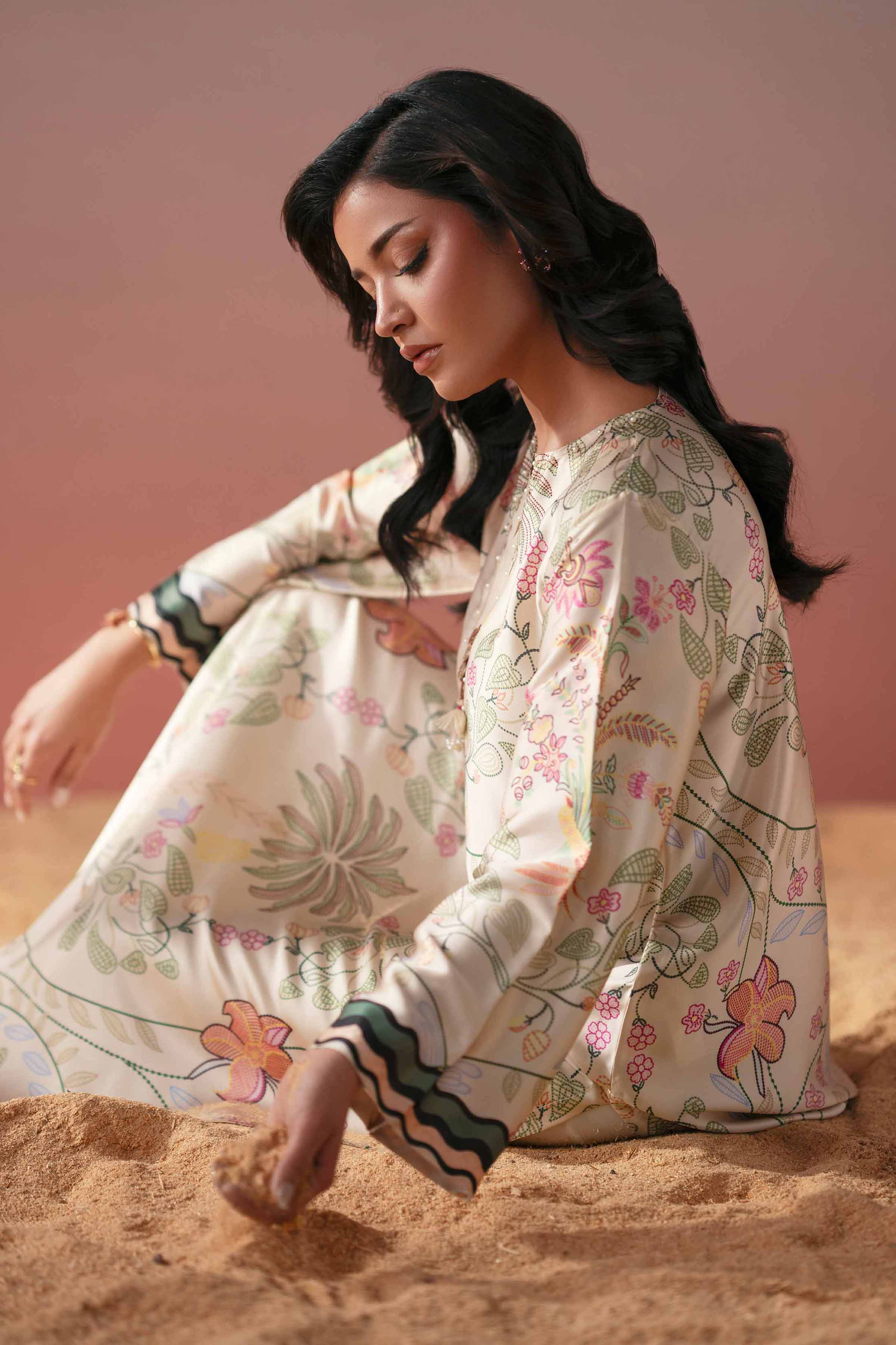 NishatUK - Yellow Printed Silk 1-piece ready to wear shirt