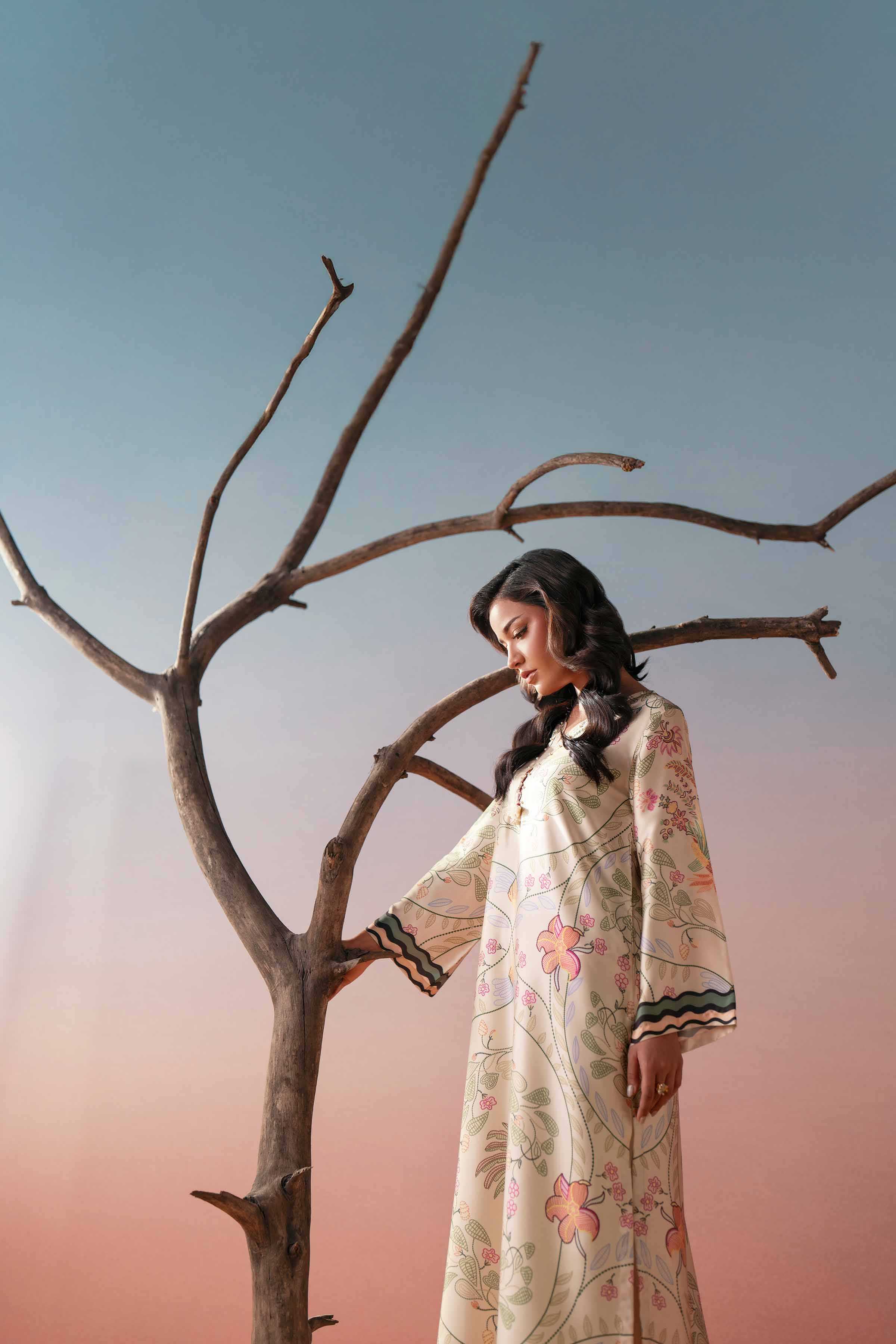 NishatUK - Yellow Printed Silk 1-piece ready to wear shirt