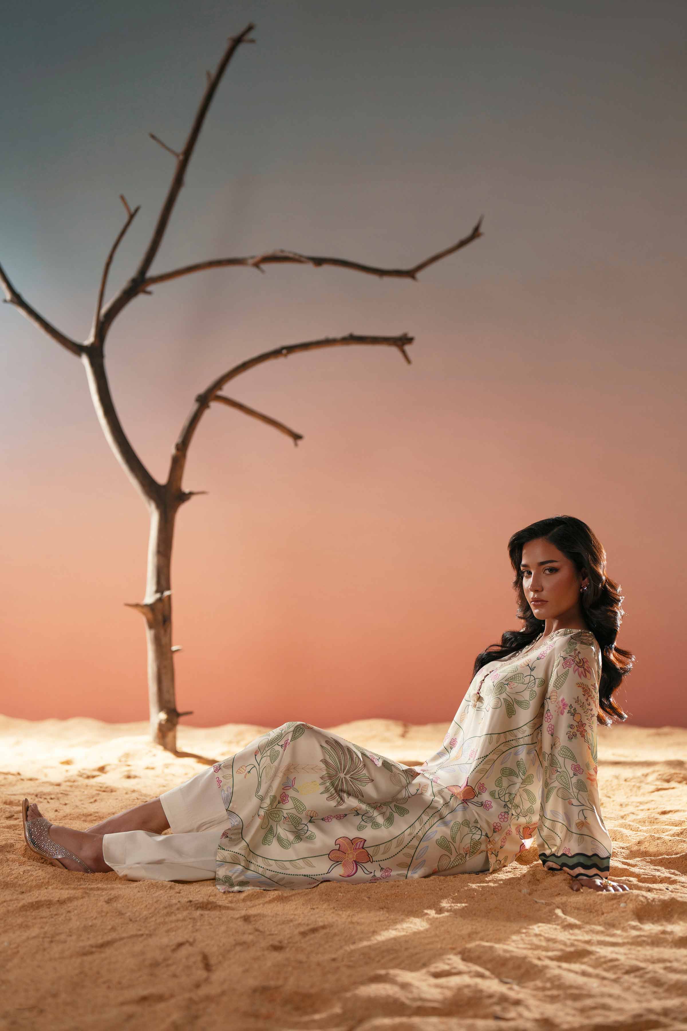 NishatUK - Yellow Printed Silk 1-piece ready to wear shirt