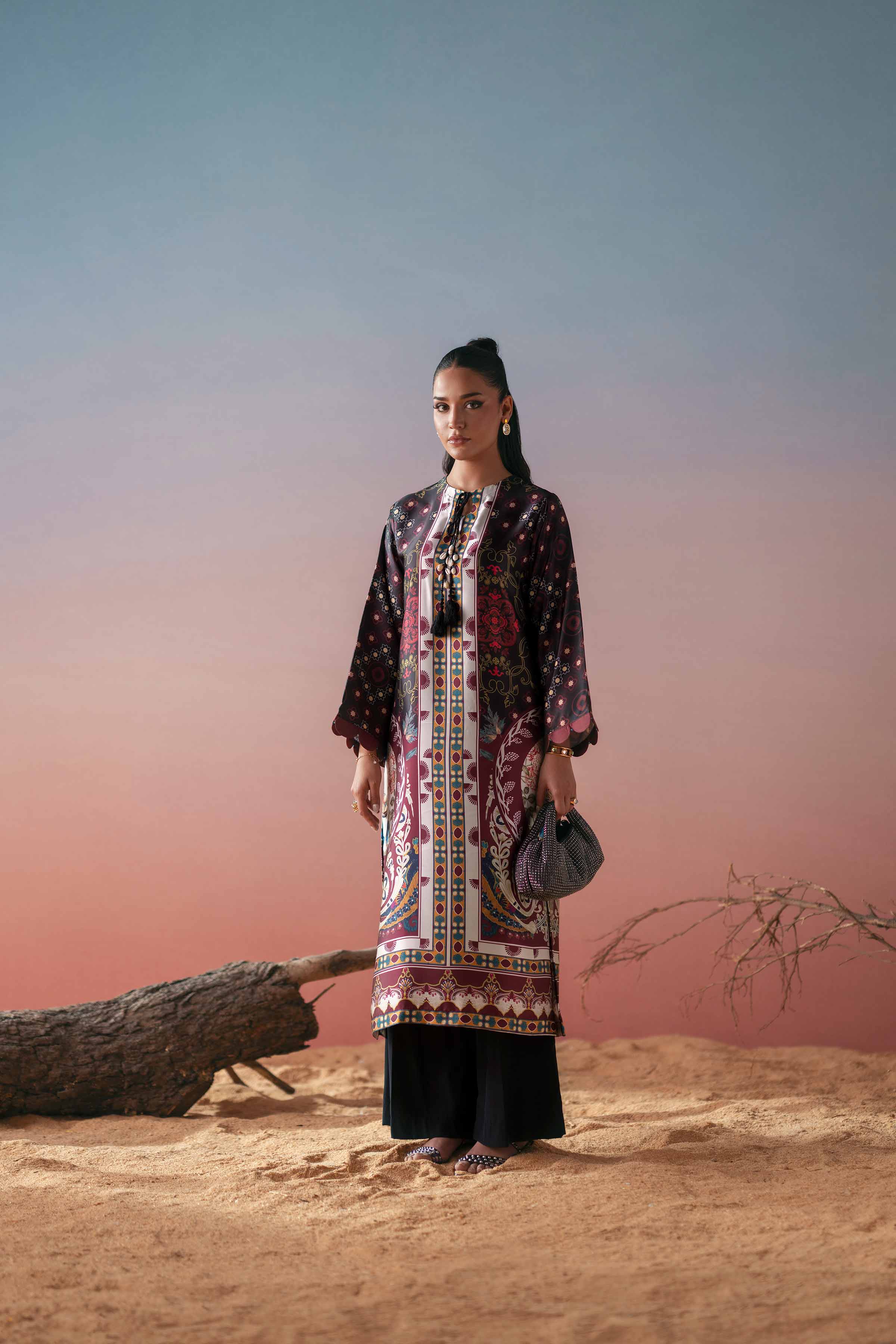 NishatUK - Multi Printed Silk 1-piece ready to wear shirt