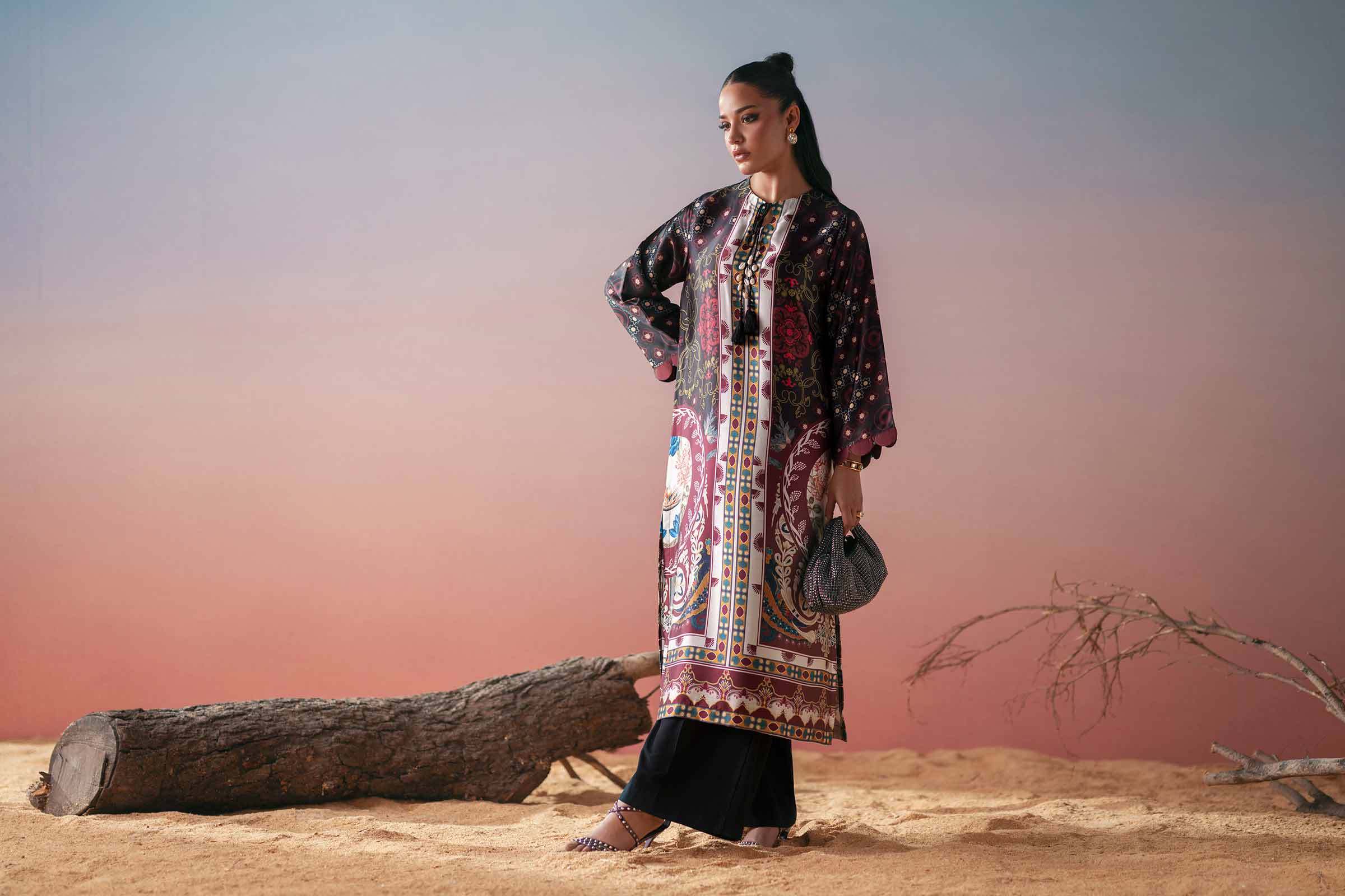 NishatUK - Multi Printed Silk 1-piece ready to wear shirt