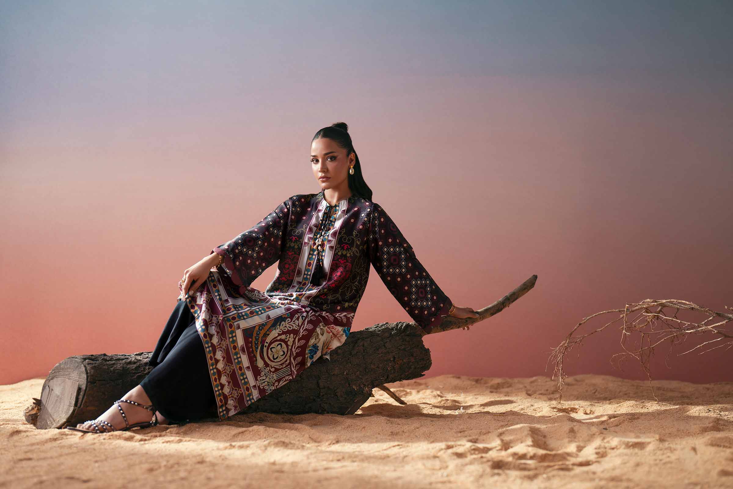 NishatUK - Multi Printed Silk 1-piece ready to wear shirt