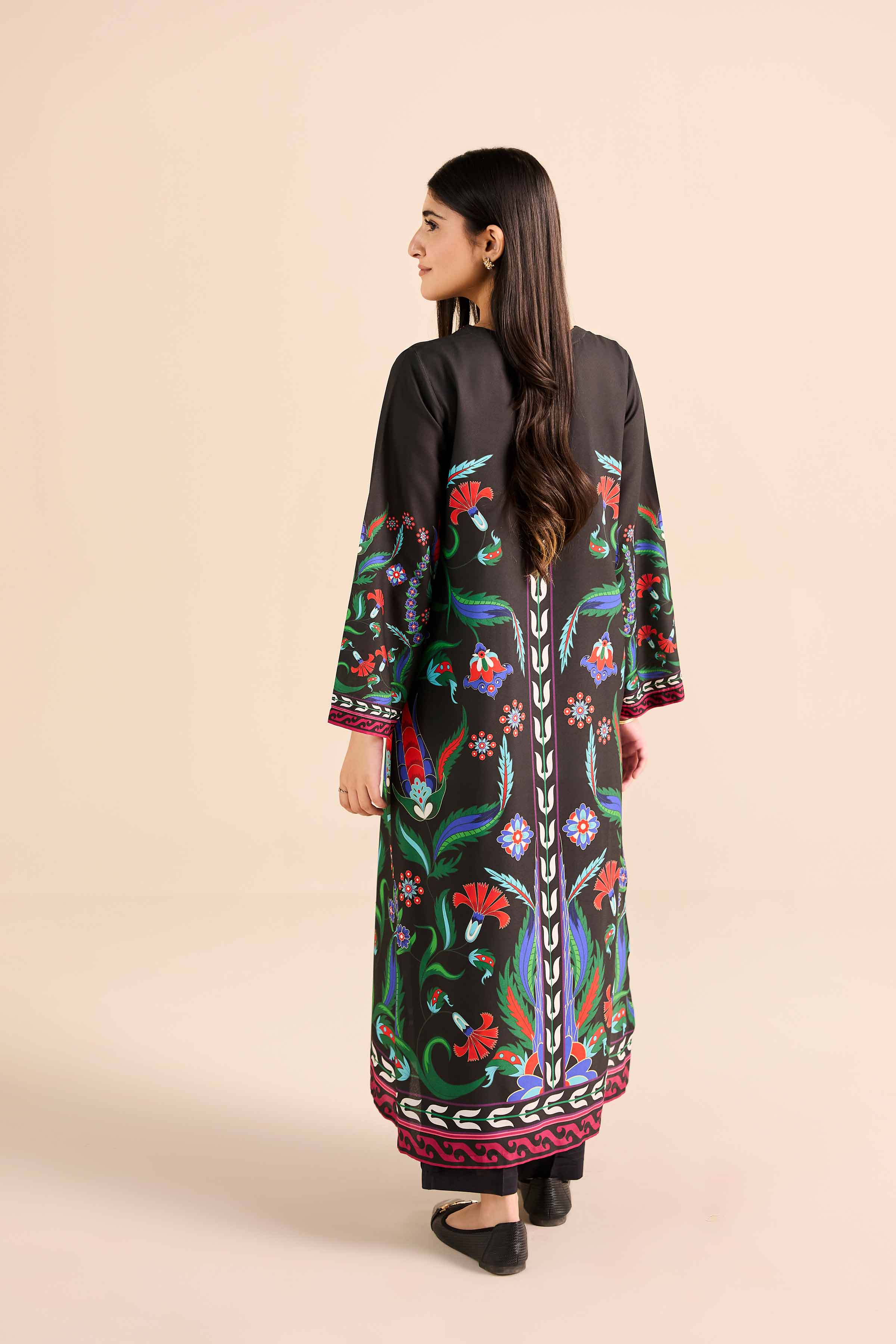 NishatUK - Black Printed Silk 1-piece ready to wear shirt