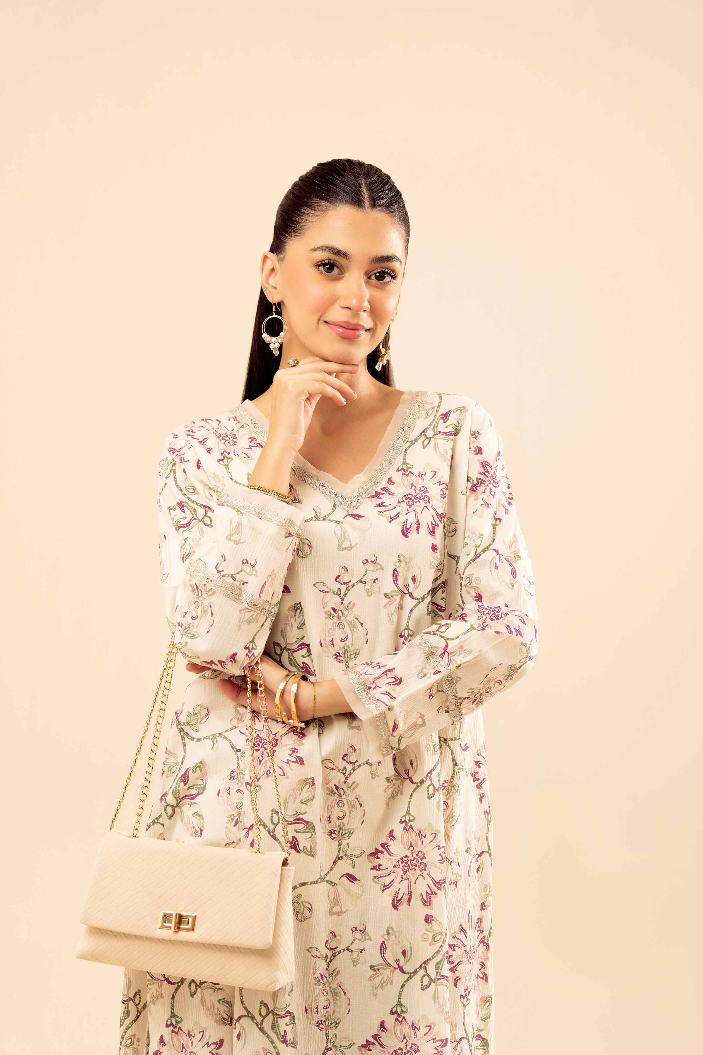 NishatUK - Off White Solids Crush 2-piece ready to wear Dress