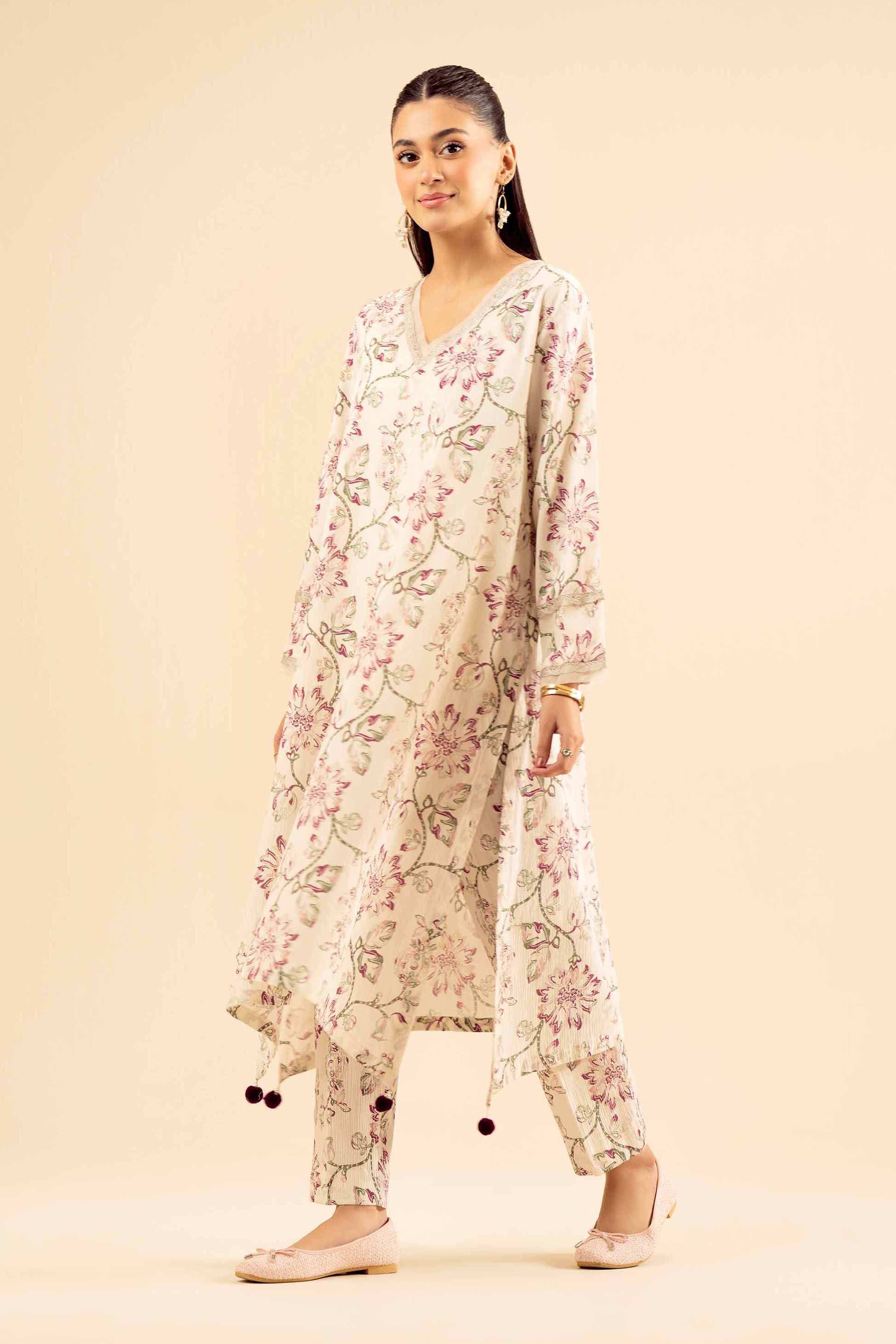 NishatUK - Off White Solids Crush 2-piece ready to wear Dress