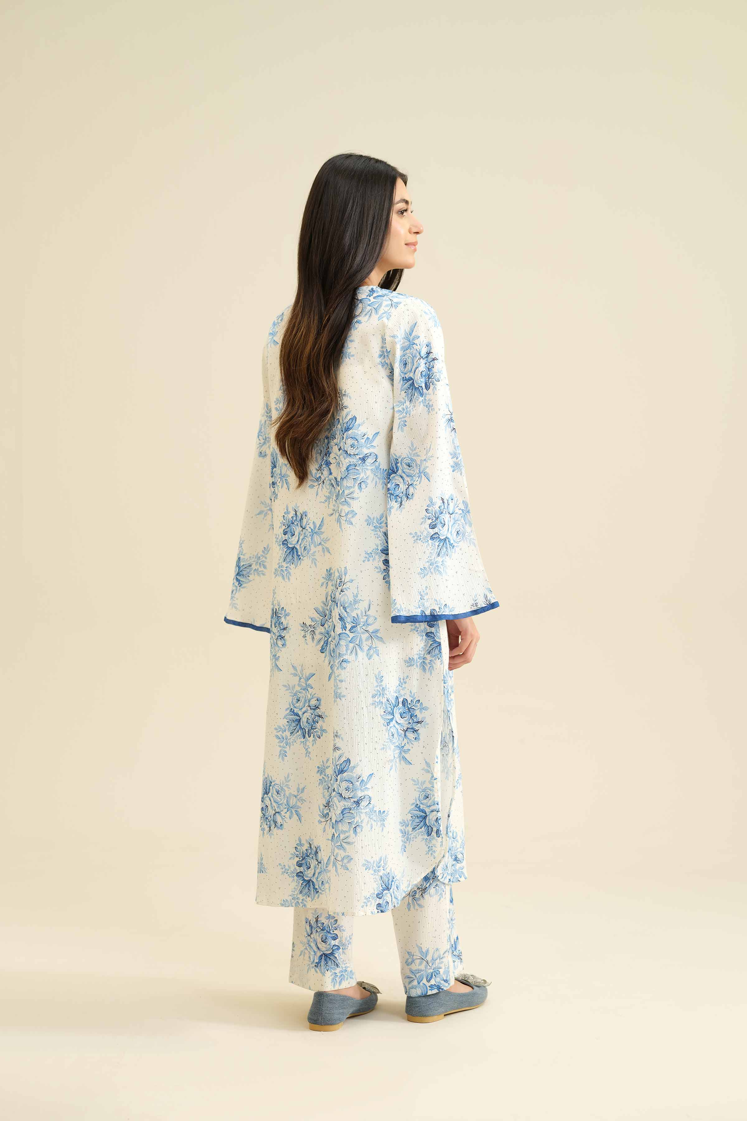 NishatUK - White Printed Crush 2-piece ready to wear Dress