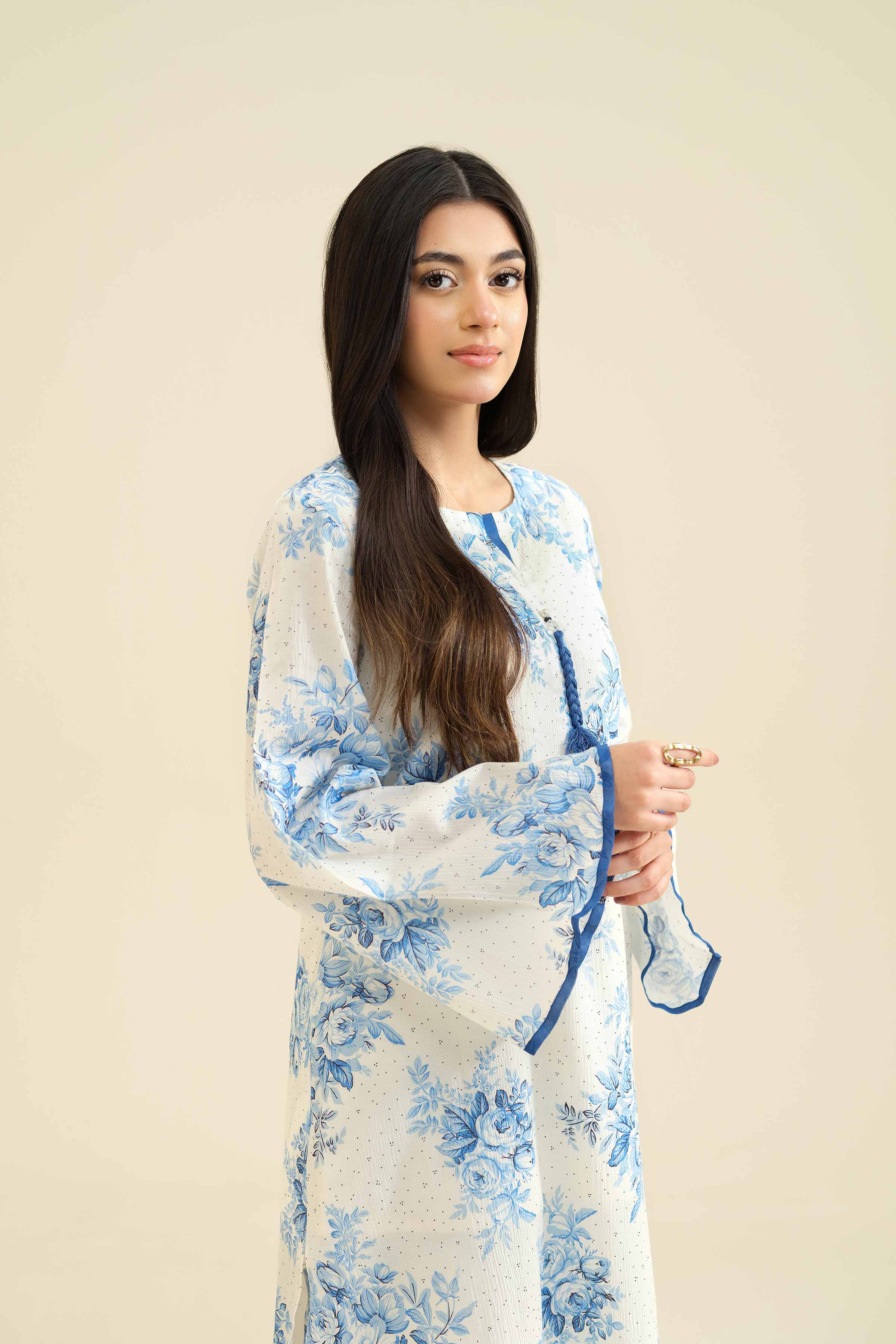 NishatUK - White Printed Crush 2-piece ready to wear Dress