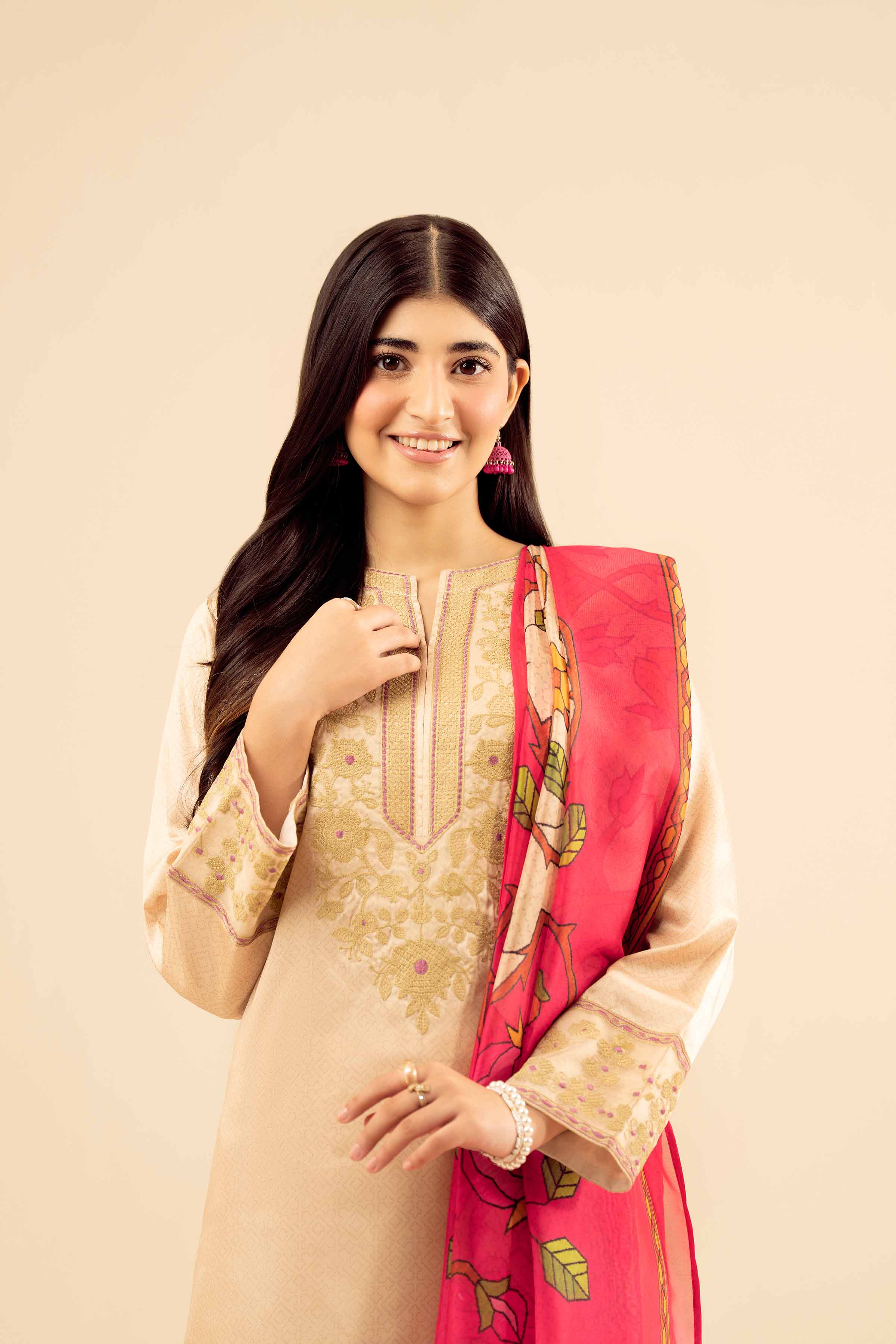 NishatUK - Skin Embroidered Silk 3-piece ready to wear Suit
