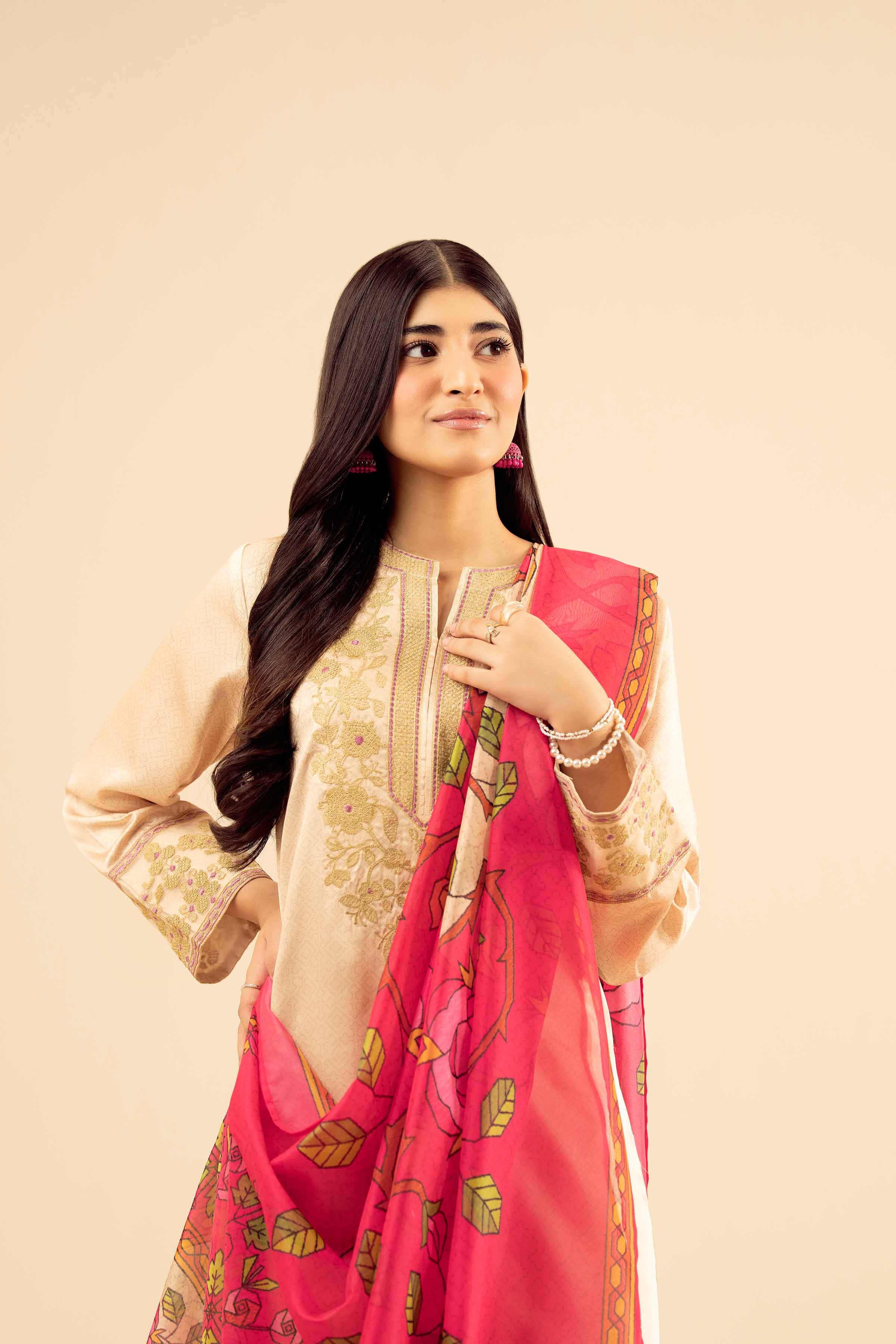 NishatUK - Skin Embroidered Silk 3-piece ready to wear Suit