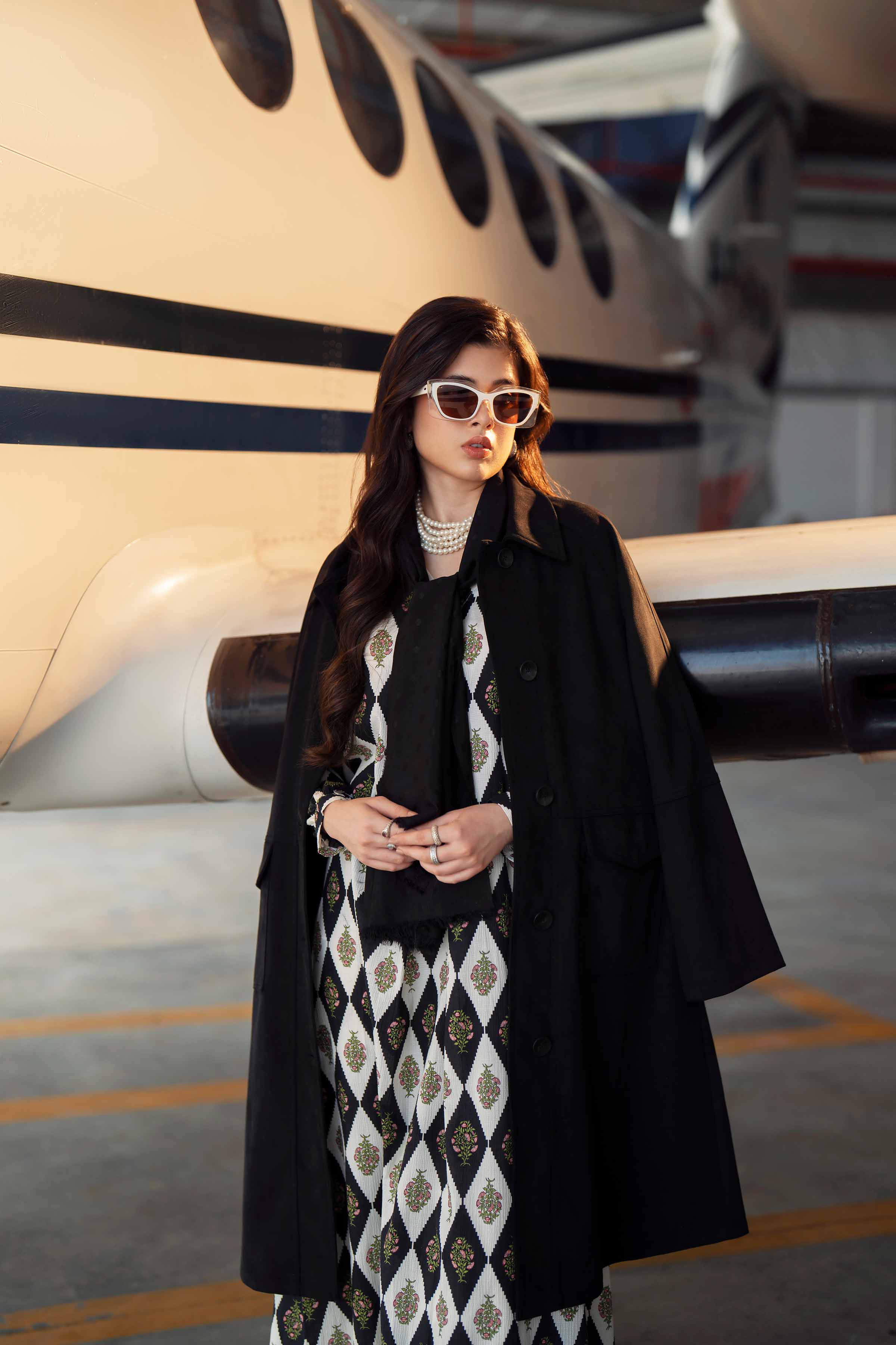 NishatUK - Black Printed Crush 2-piece ready to wear Dress