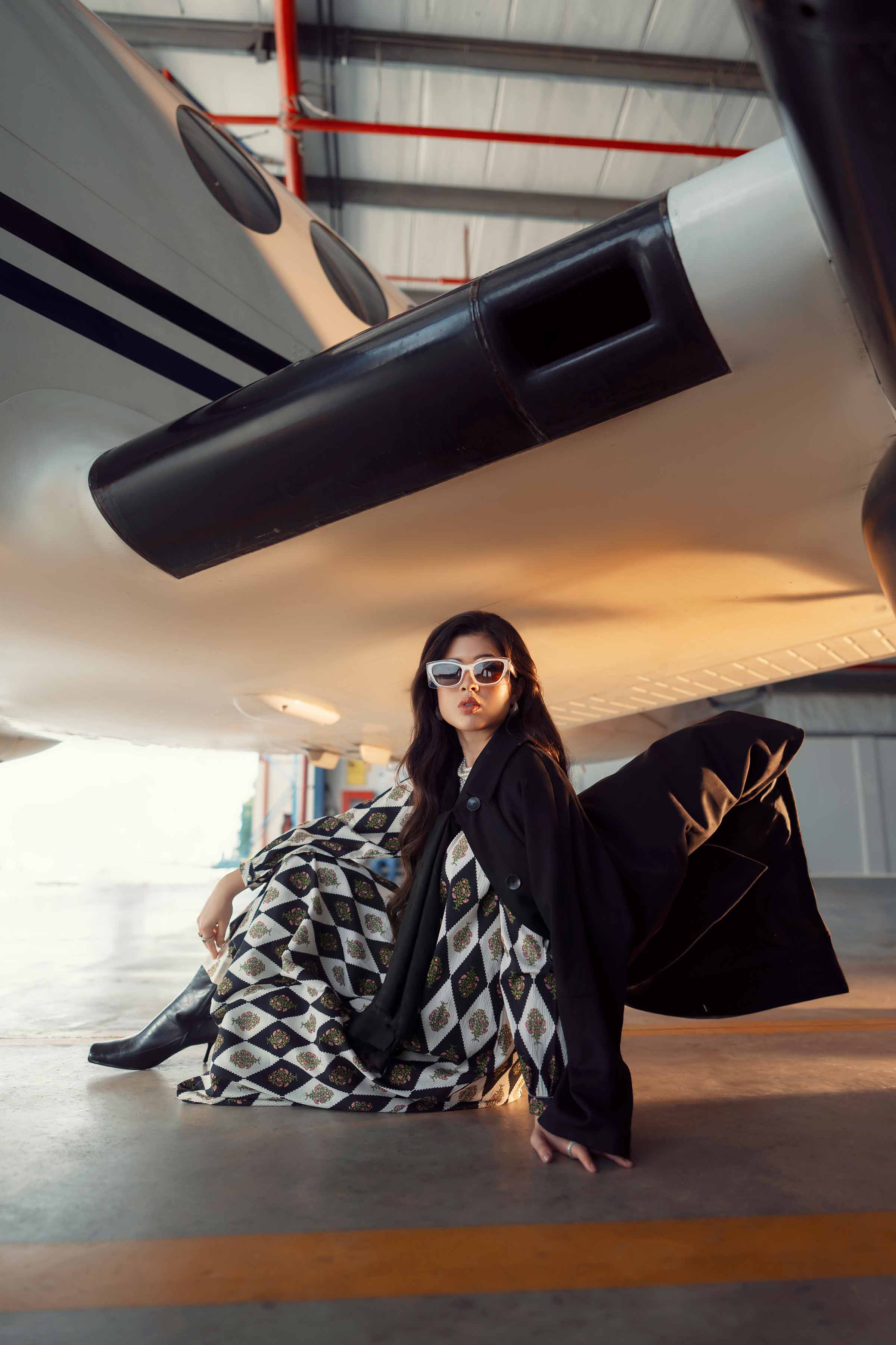 NishatUK - Black Printed Crush 2-piece ready to wear Dress