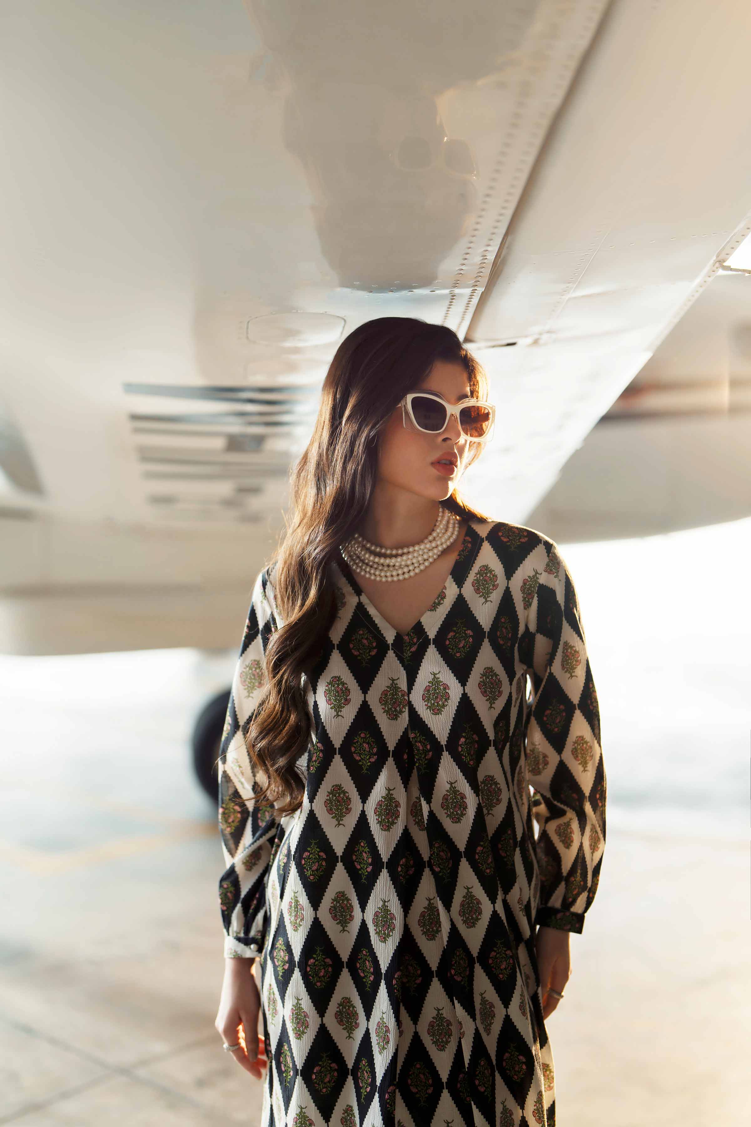 NishatUK - Black Printed Crush 2-piece ready to wear Dress