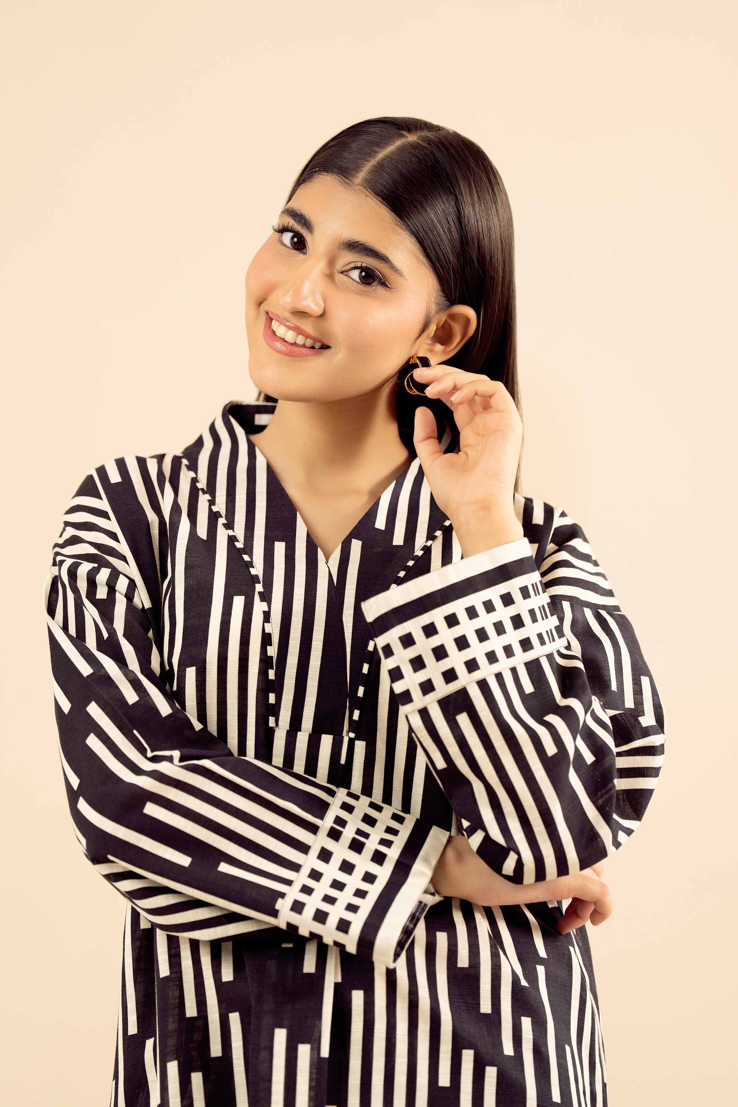 NishatUK - Black Printed Khaddar 2-piece ready to wear Dress