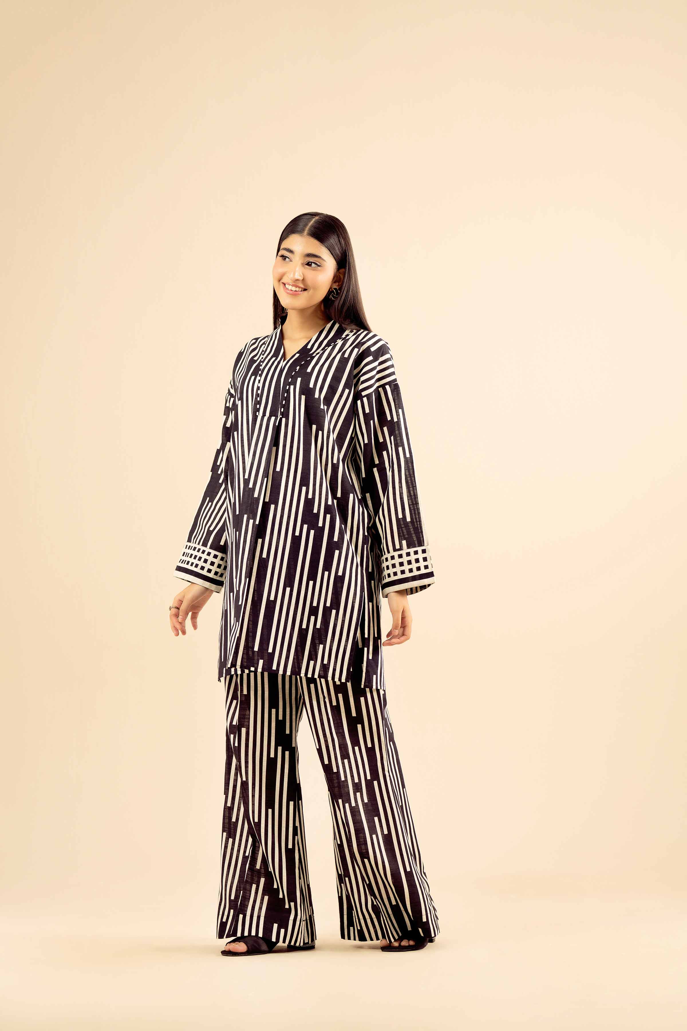 NishatUK - Black Printed Khaddar 2-piece ready to wear Dress