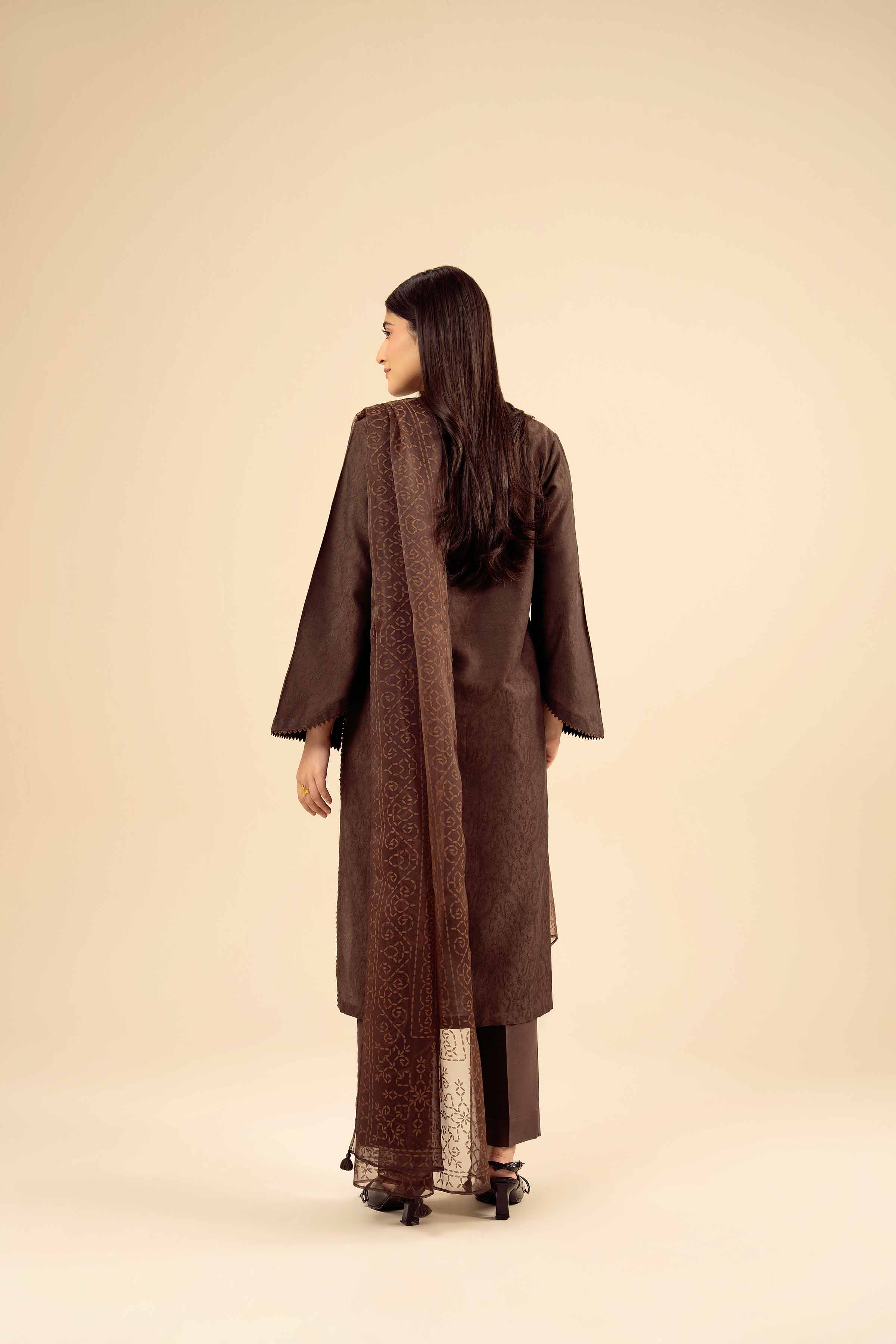 NishatUK - Brown Solids Jacquard 2-piece ready to wear Dress