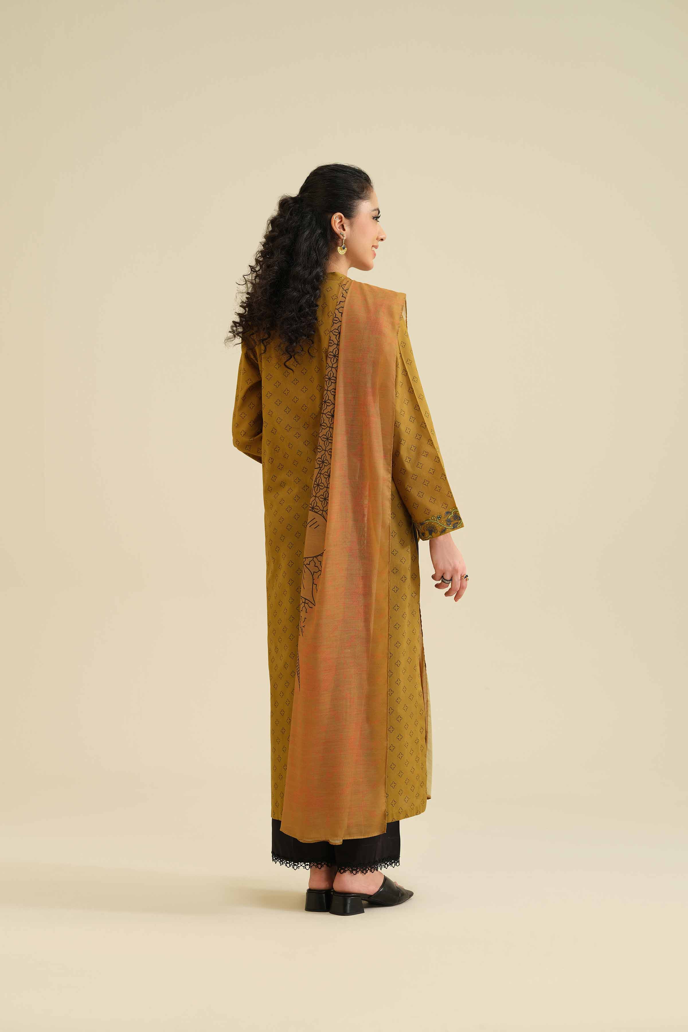 NishatUK - Brown Embroidered Cambric 2-piece ready to wear Dress