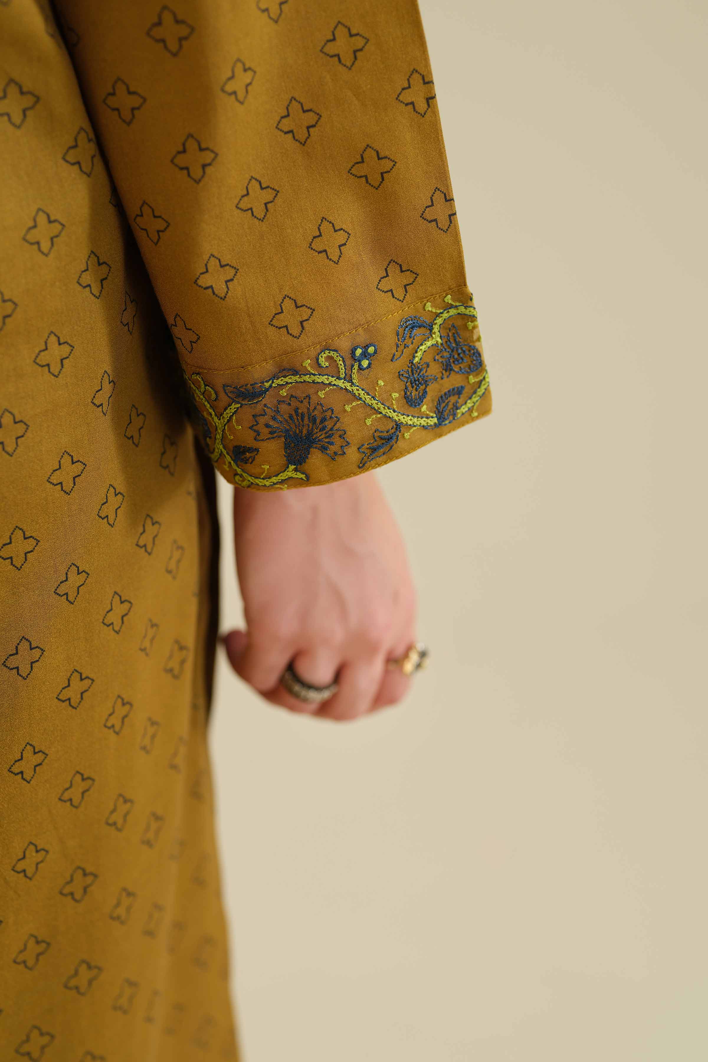 NishatUK - Brown Embroidered Cambric 2-piece ready to wear Dress