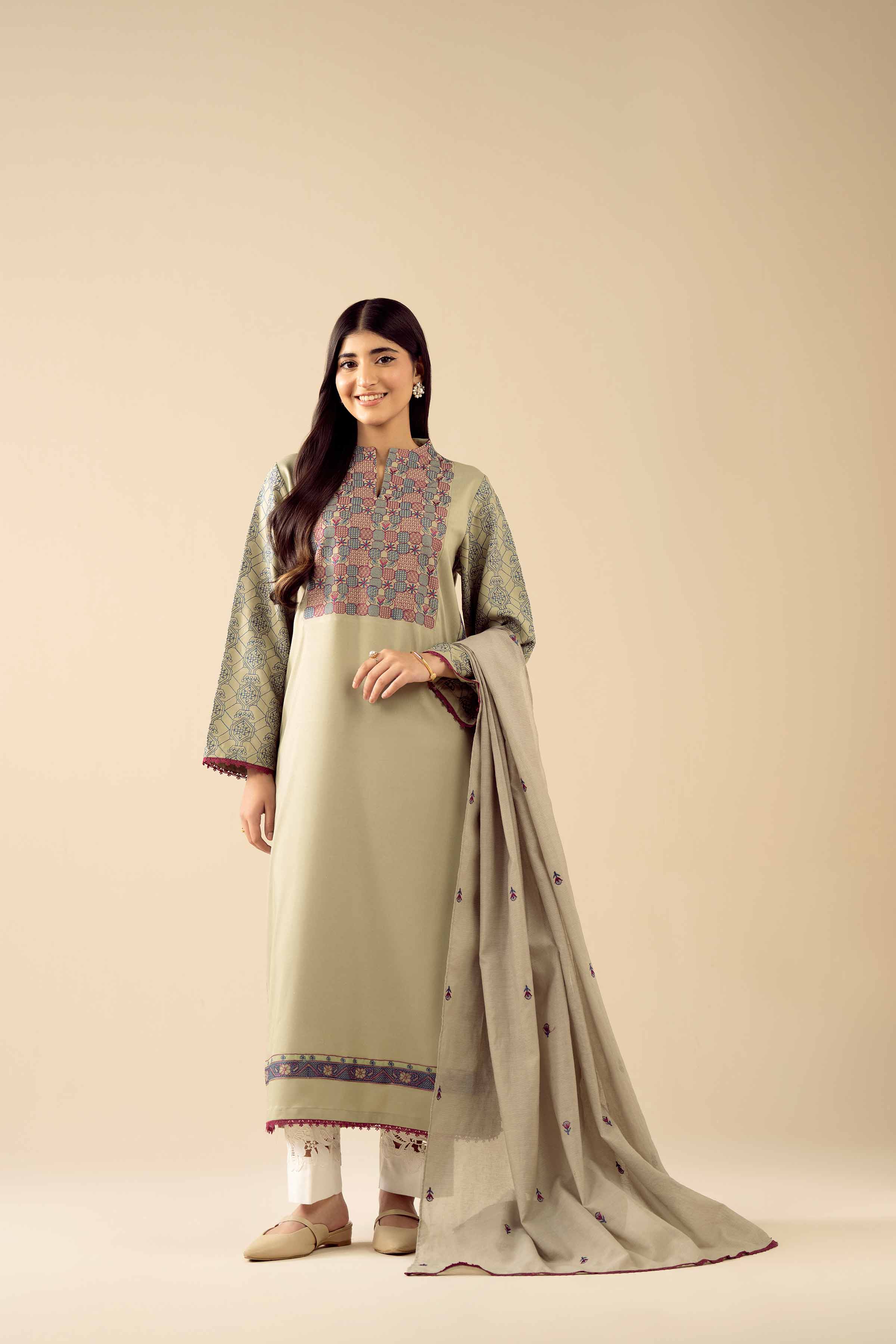 NishatUK - Green Embroidered Viscose 2-piece ready to wear Dress