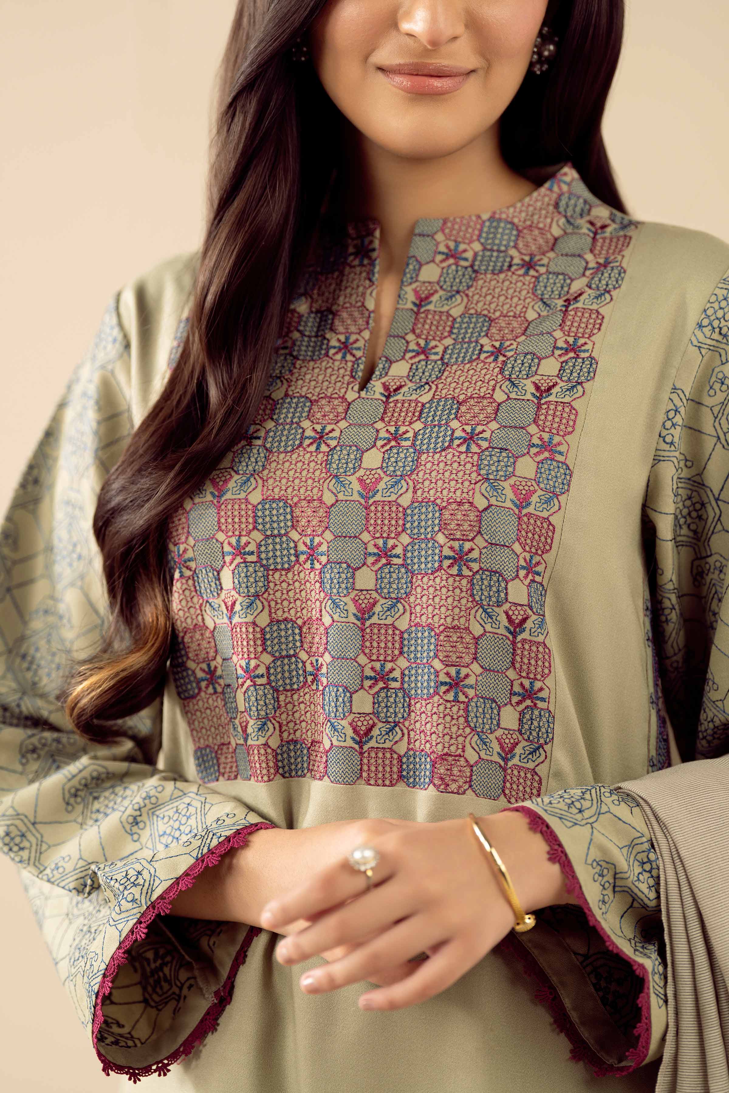 NishatUK - Green Embroidered Viscose 2-piece ready to wear Dress