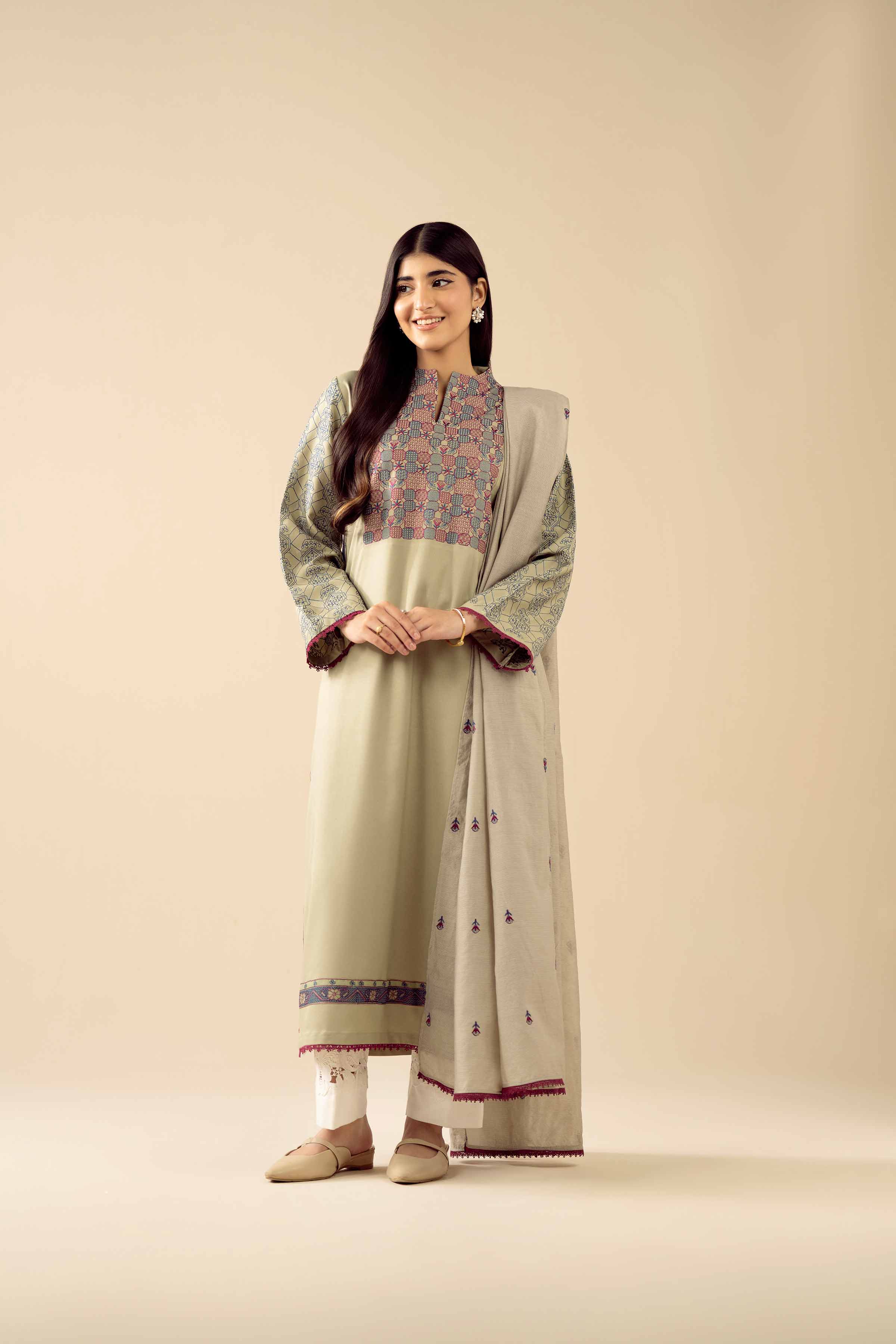 NishatUK - Green Embroidered Viscose 2-piece ready to wear Dress