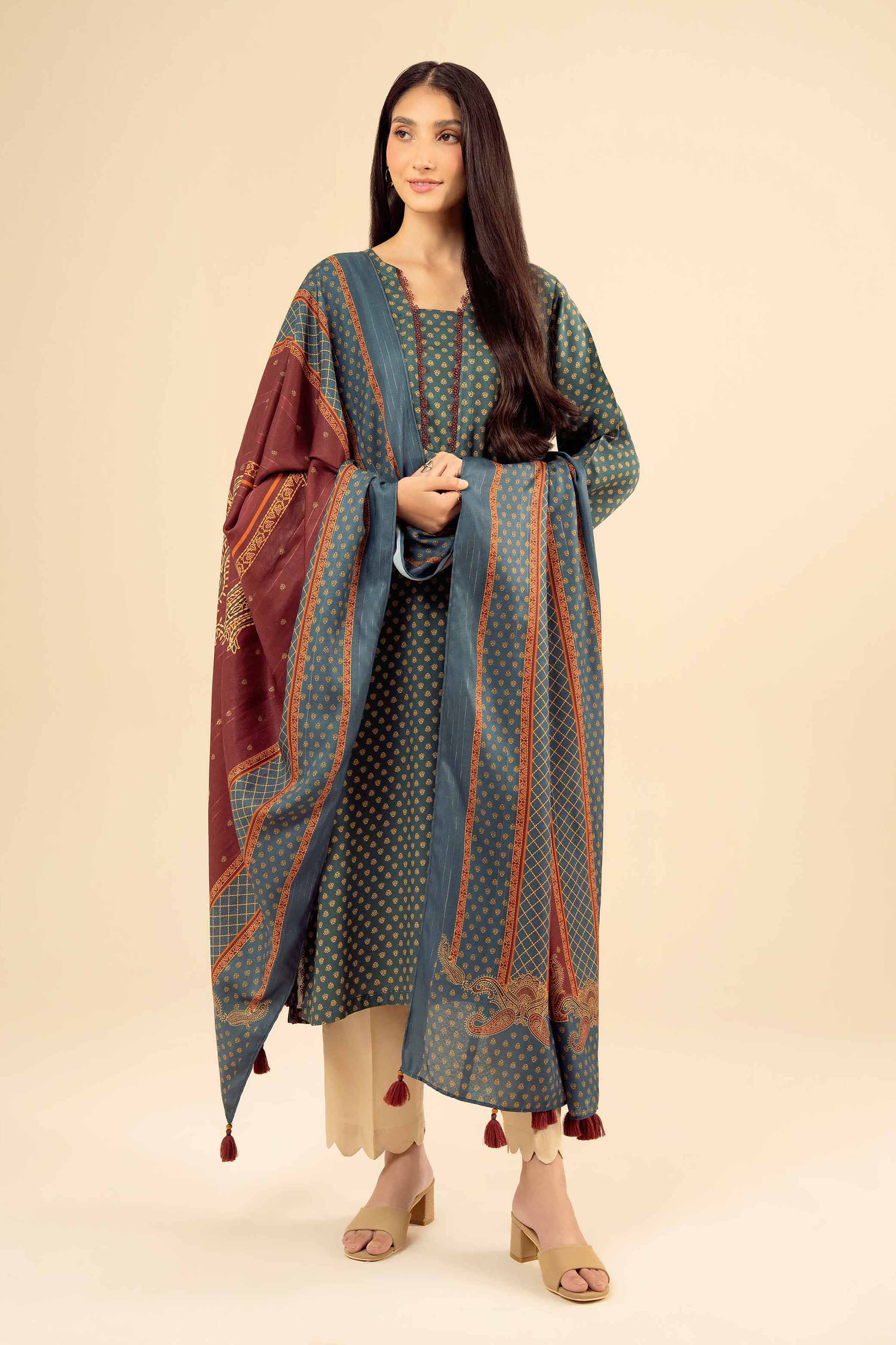 NishatUK - Green Printed Marina 2-piece ready to wear Dress