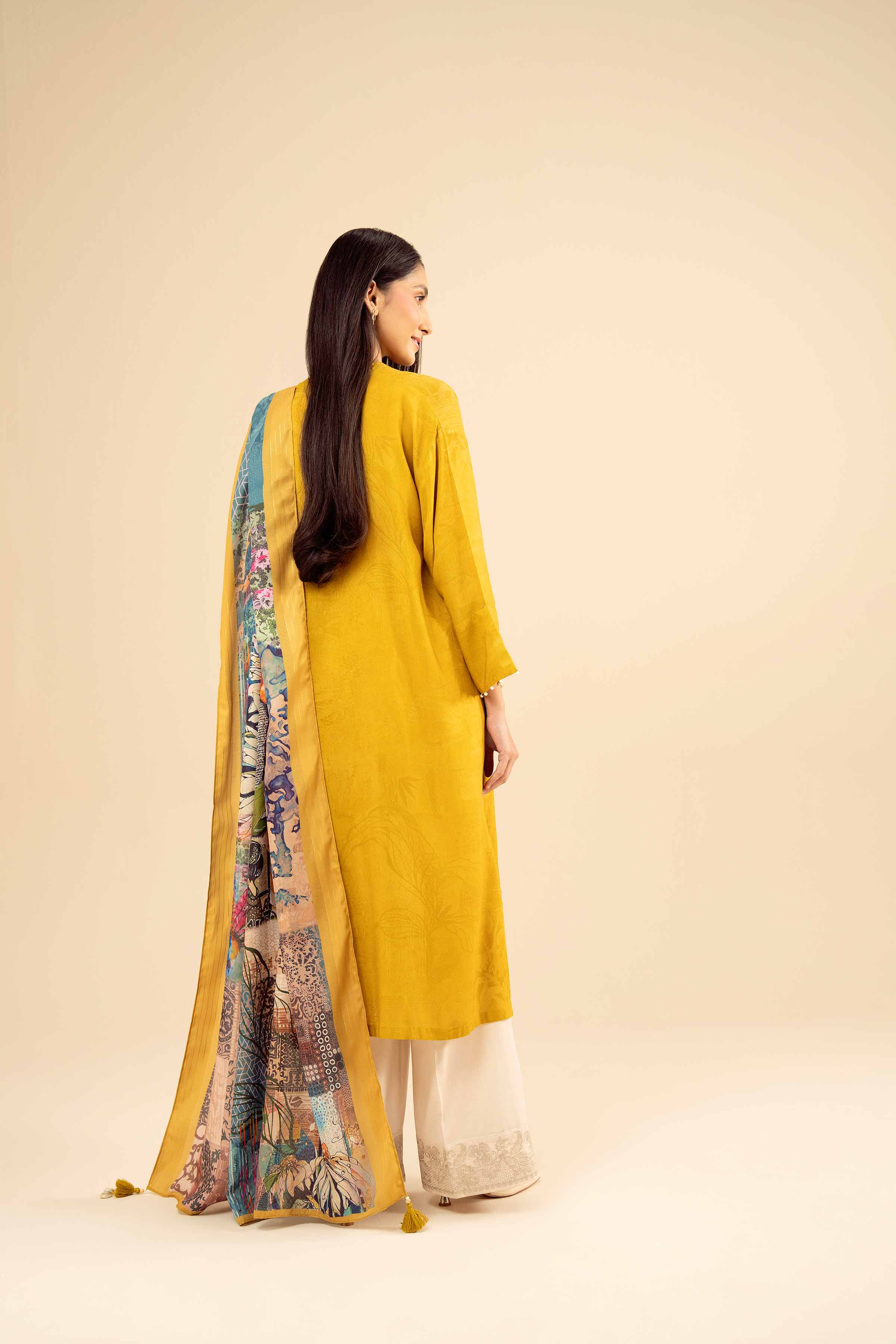 NishatUK - Mustard Printed Marina 2-piece ready to wear Dress