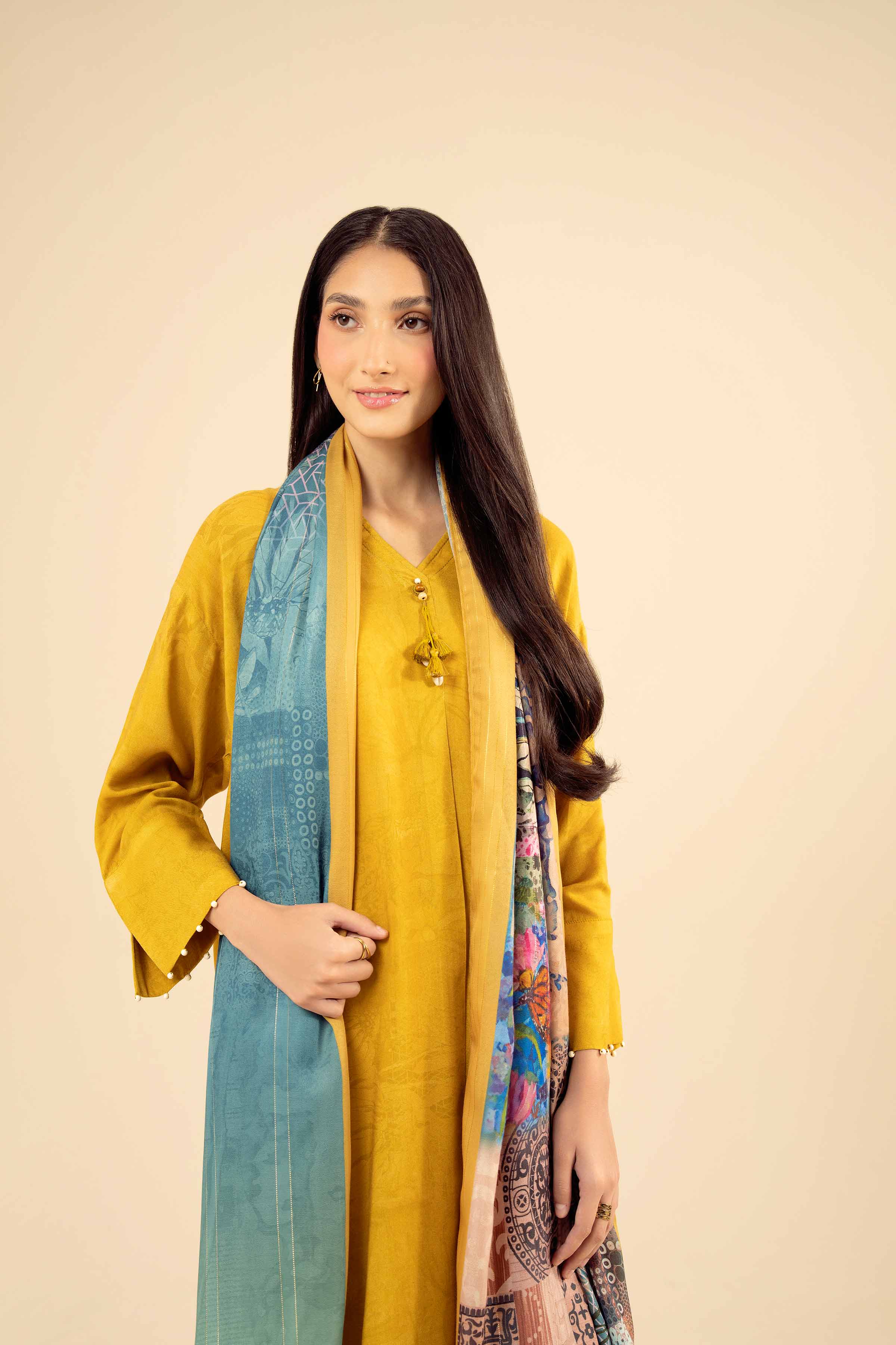 NishatUK - Mustard Printed Marina 2-piece ready to wear Dress