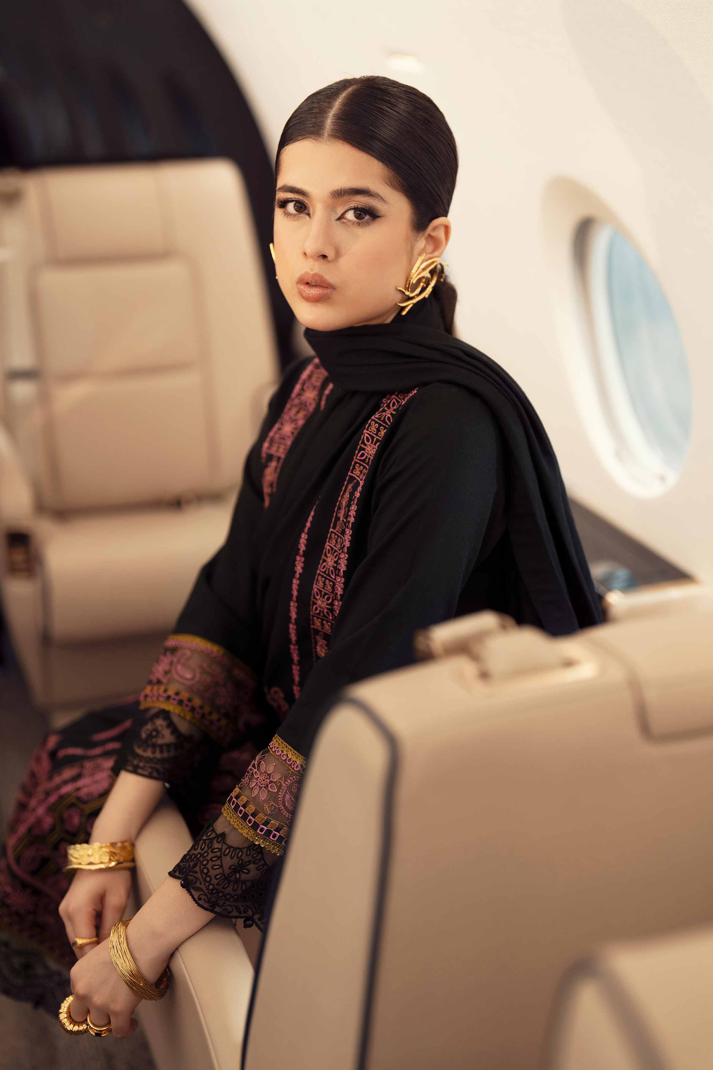 NishatUK - Black Embroidered Karandi 3-piece ready to wear Suit