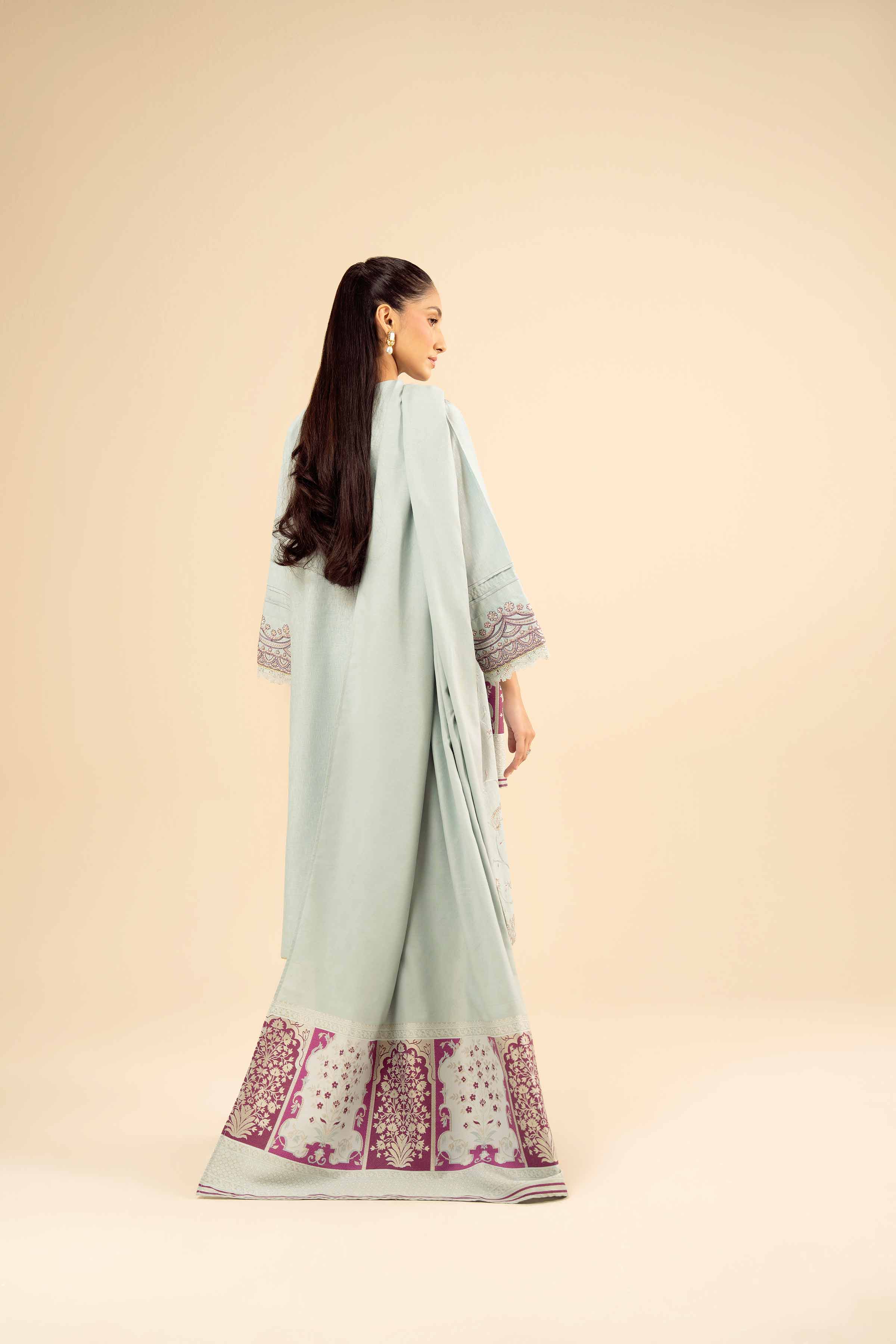 NishatUK - Blue Embroidered Karandi 3-piece ready to wear Suit