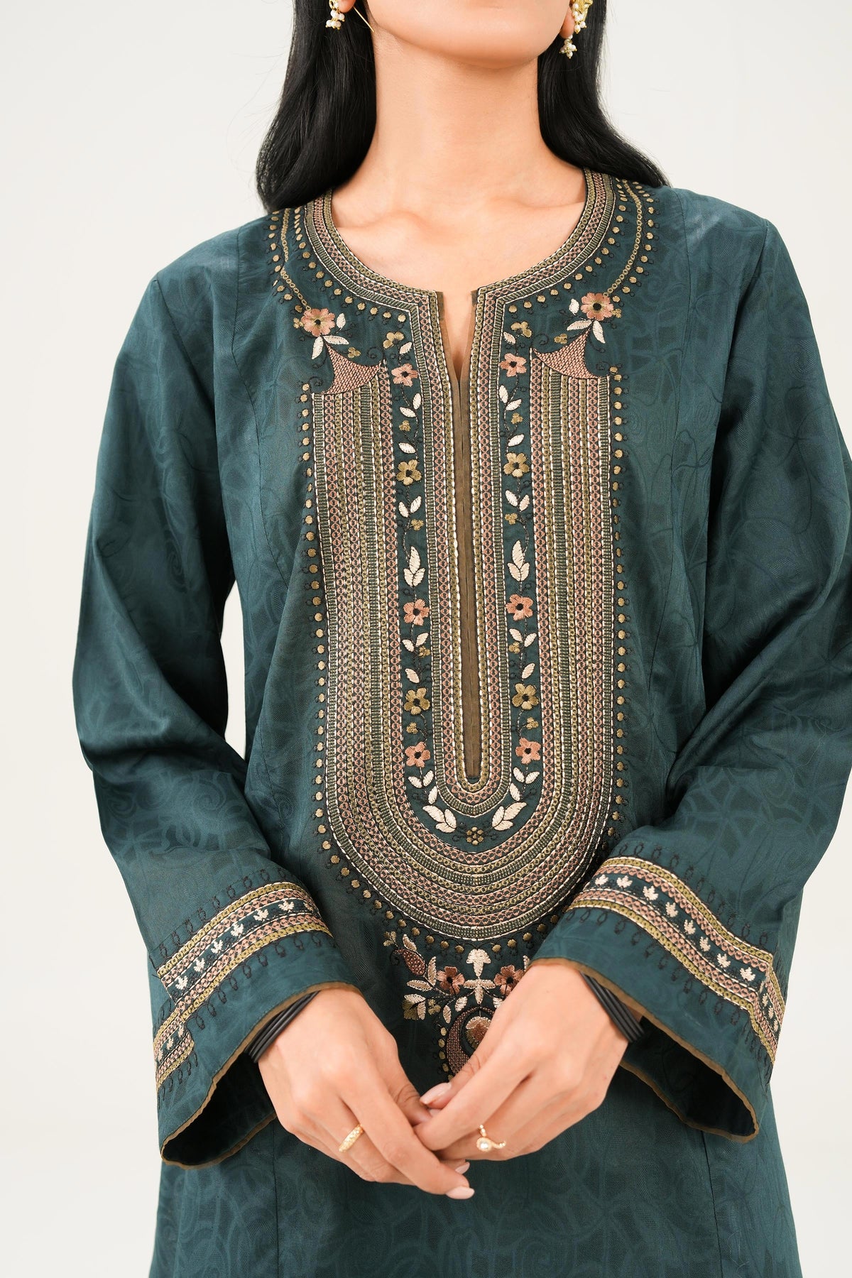 Nishat UK - Green Embroidered Jacquard 1 Piece ready to wear