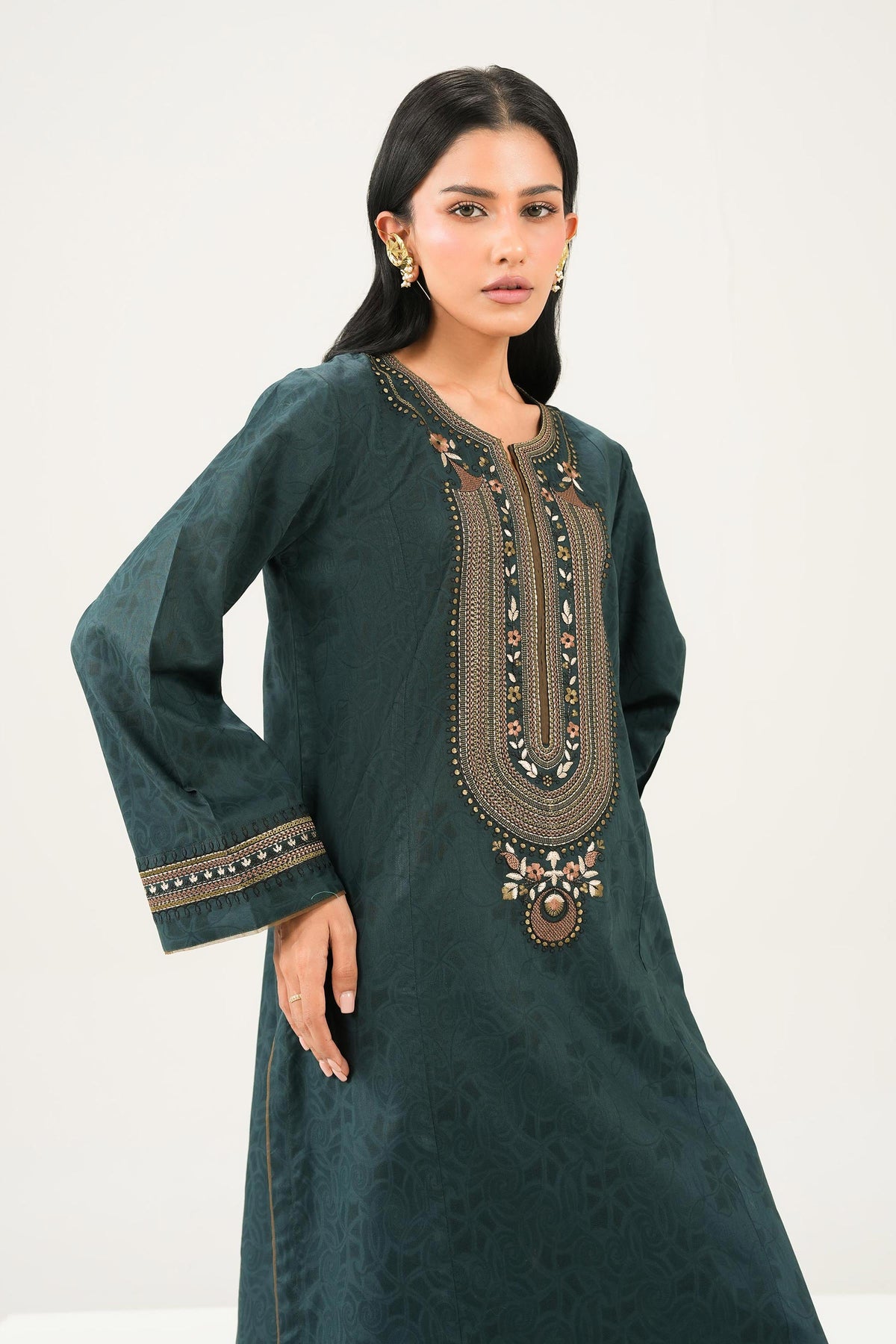 Nishat UK - Green Embroidered Jacquard 1 Piece ready to wear