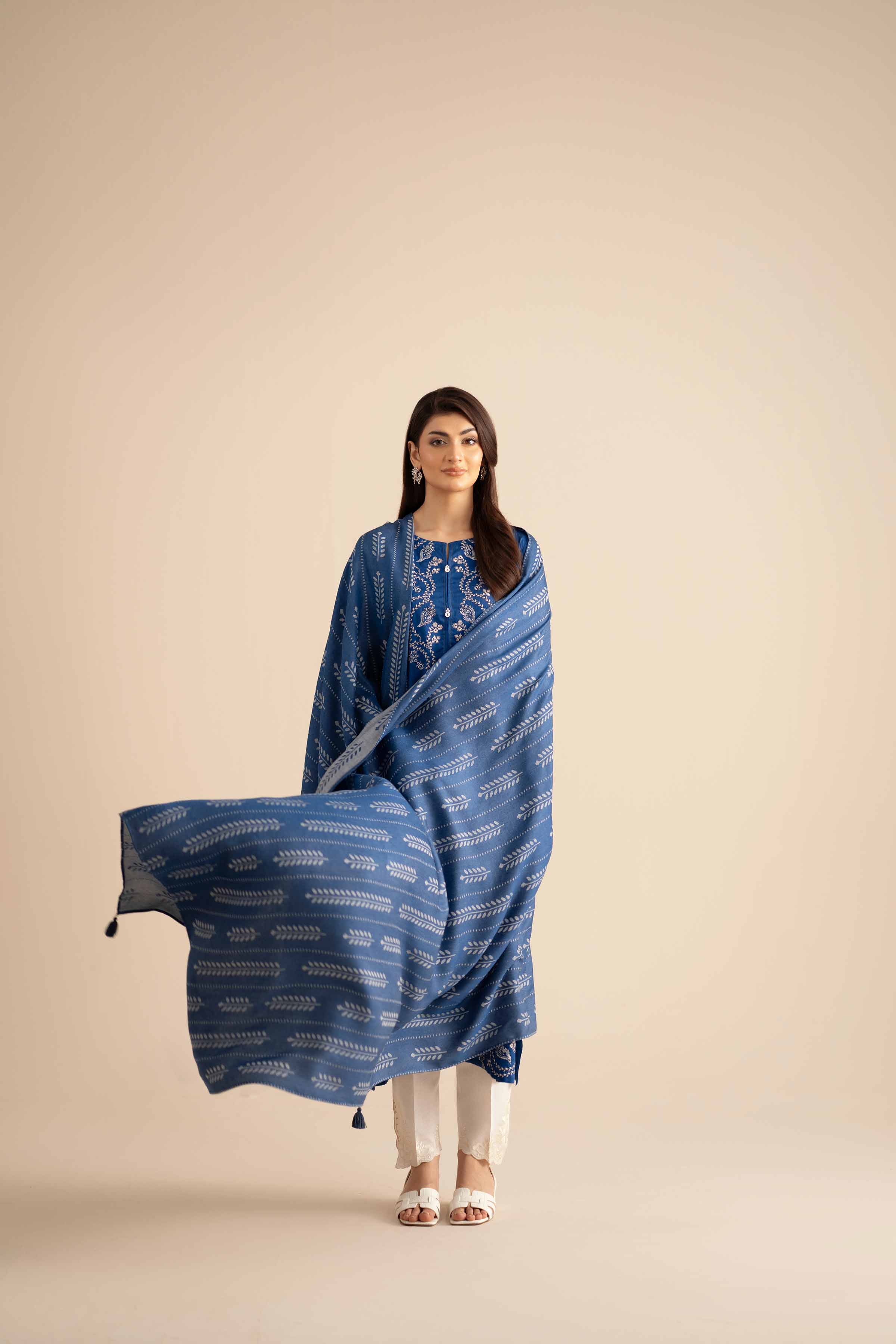 NishatUK - Blue Embroidered Jacquard 2-piece ready to wear Dress