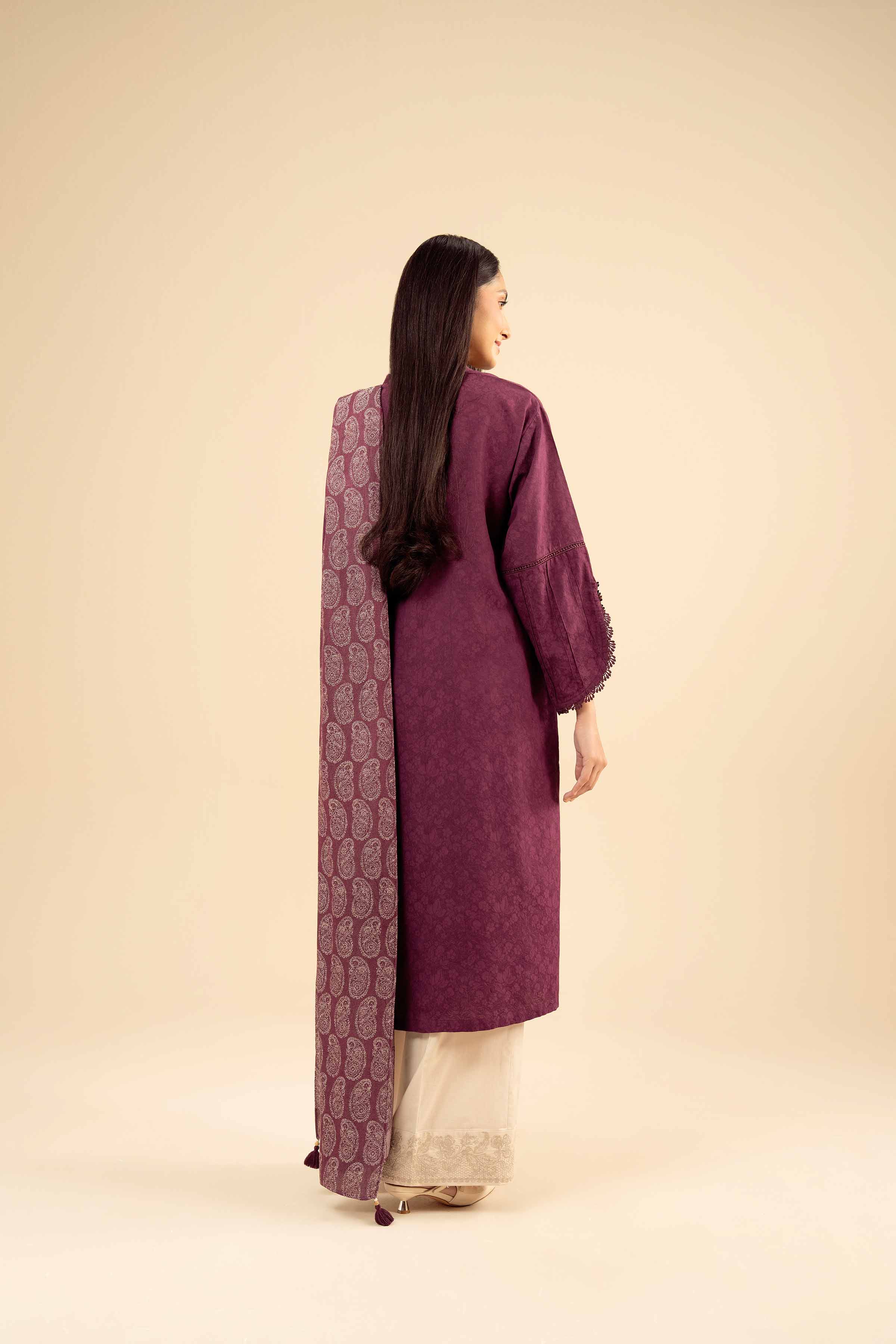 NishatUK - Plum Solids Jacquard 2-piece ready to wear Dress