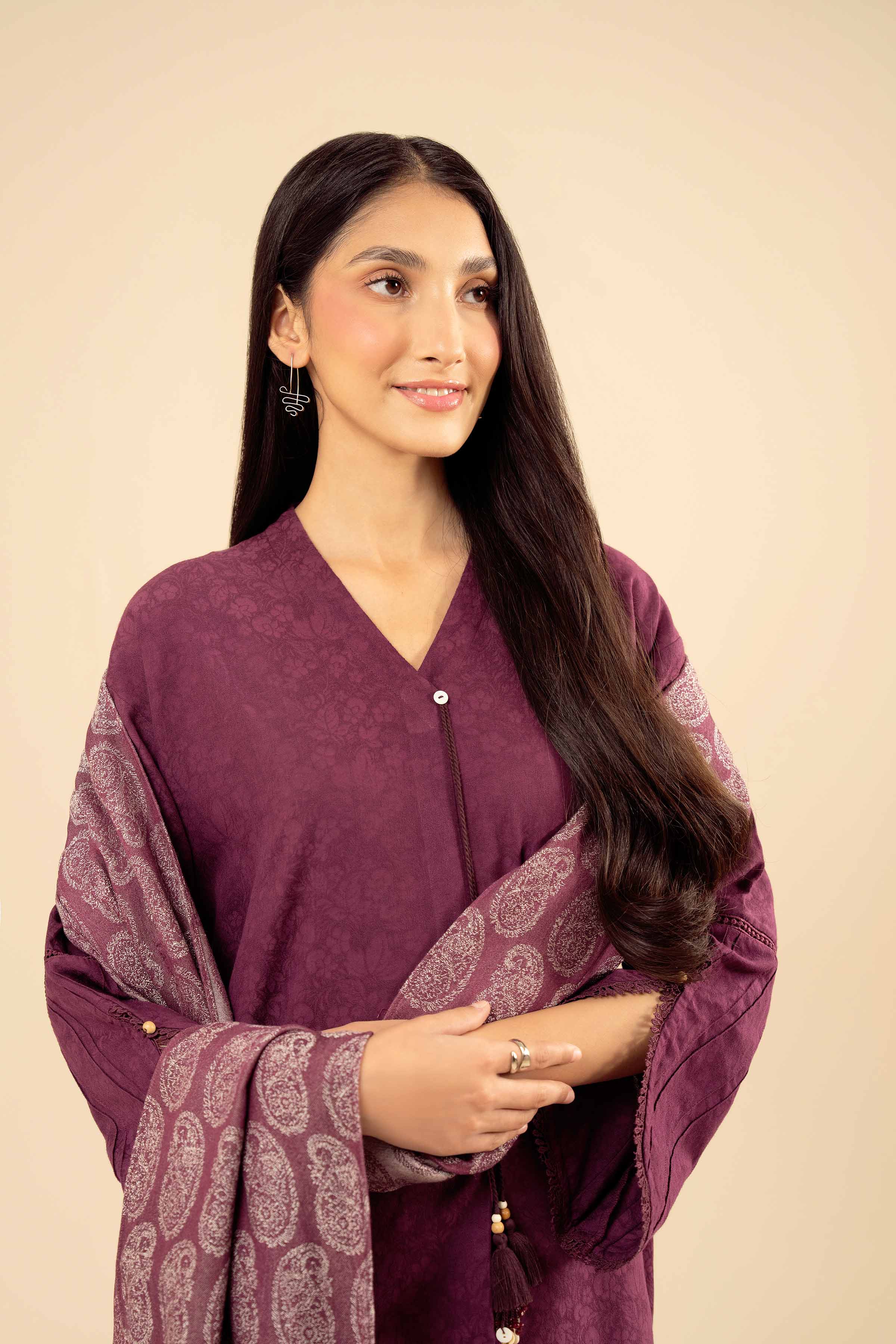NishatUK - Plum Solids Jacquard 2-piece ready to wear Dress