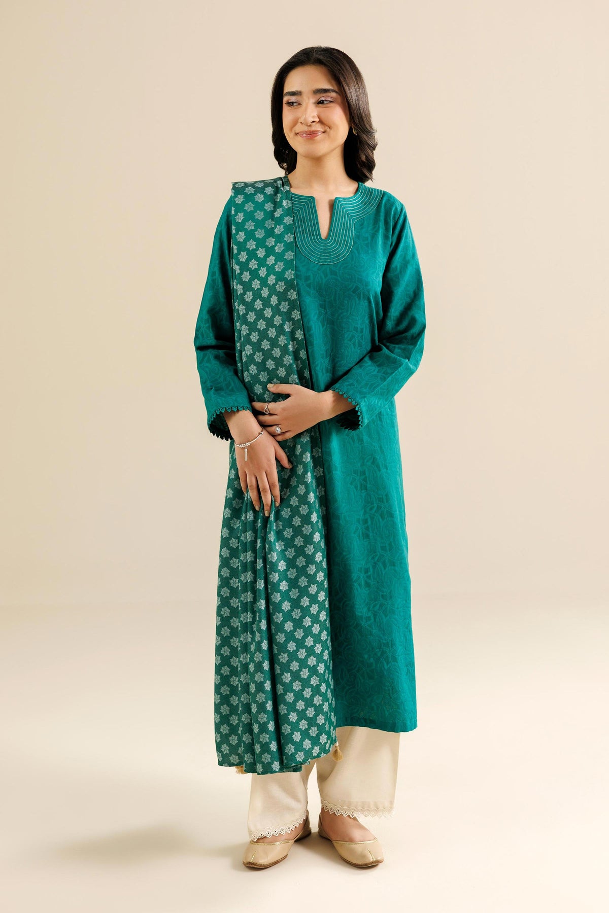 Nishat UK - Green Solids Jacquard 2 Pieces ready to wear
