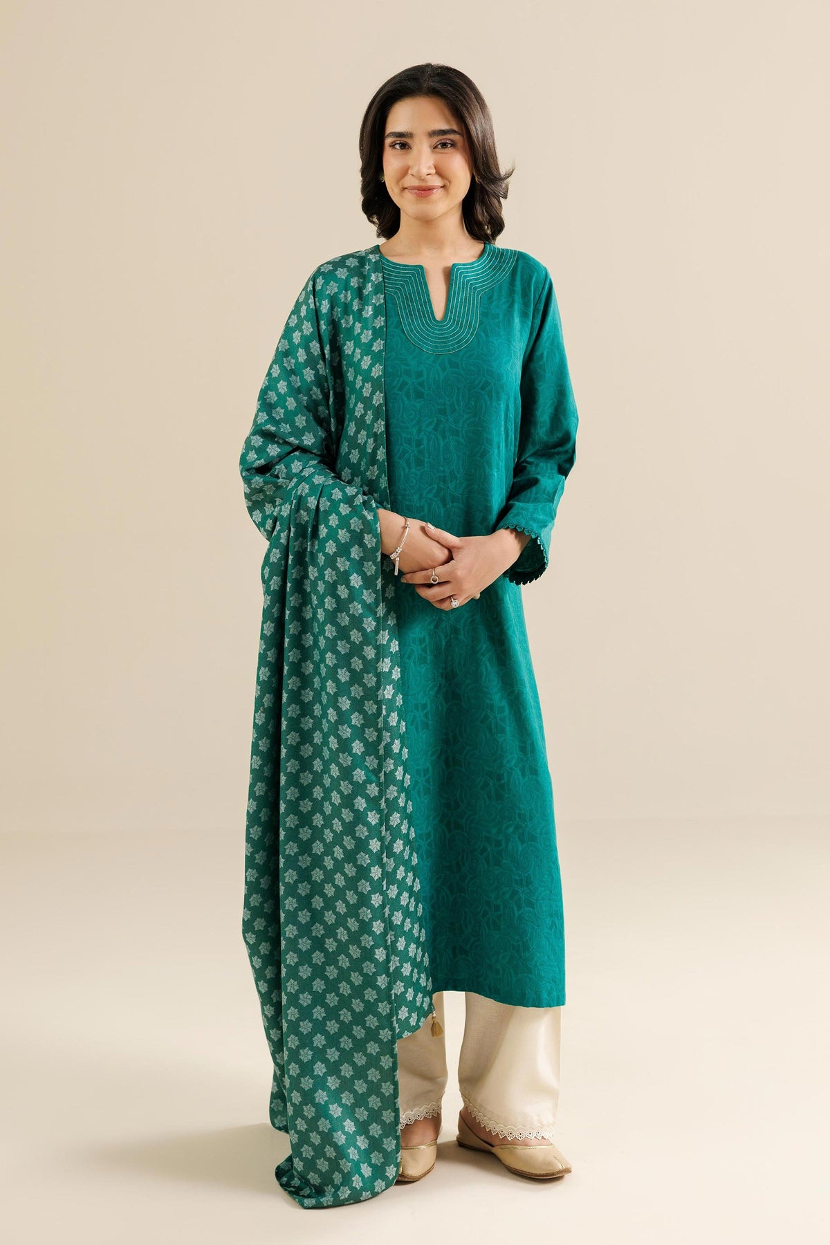 Nishat UK - Green Solids Jacquard 2 Pieces ready to wear