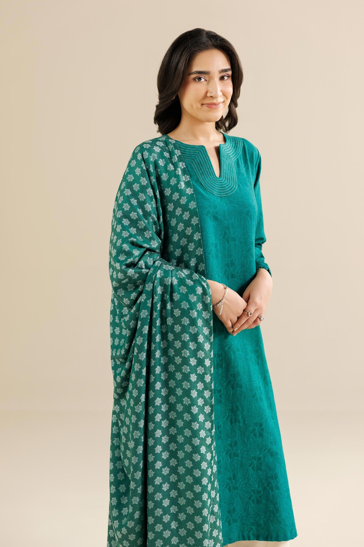 Nishat UK - Green Solids Jacquard 2 Pieces ready to wear