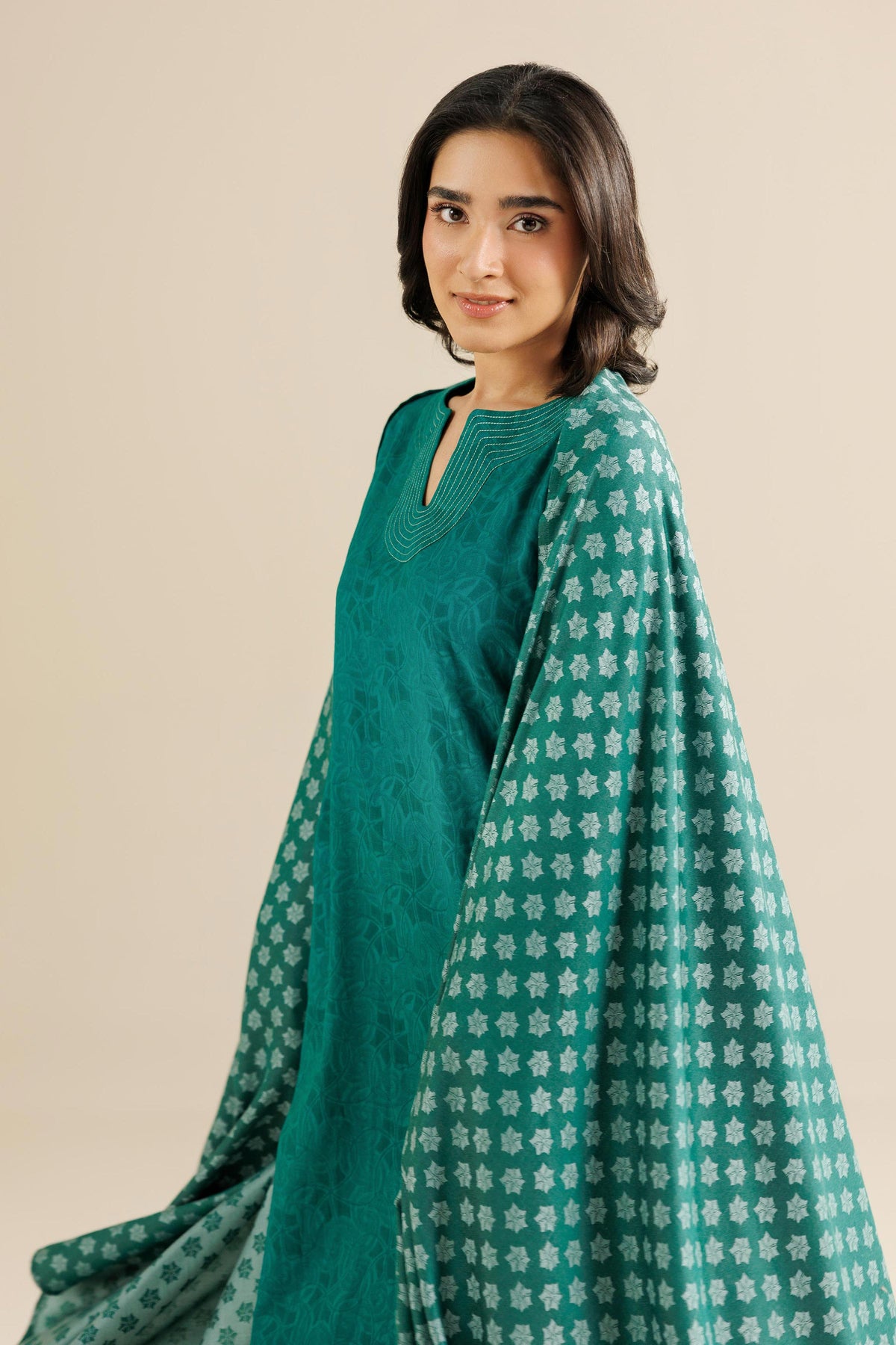 Nishat UK - Green Solids Jacquard 2 Pieces ready to wear