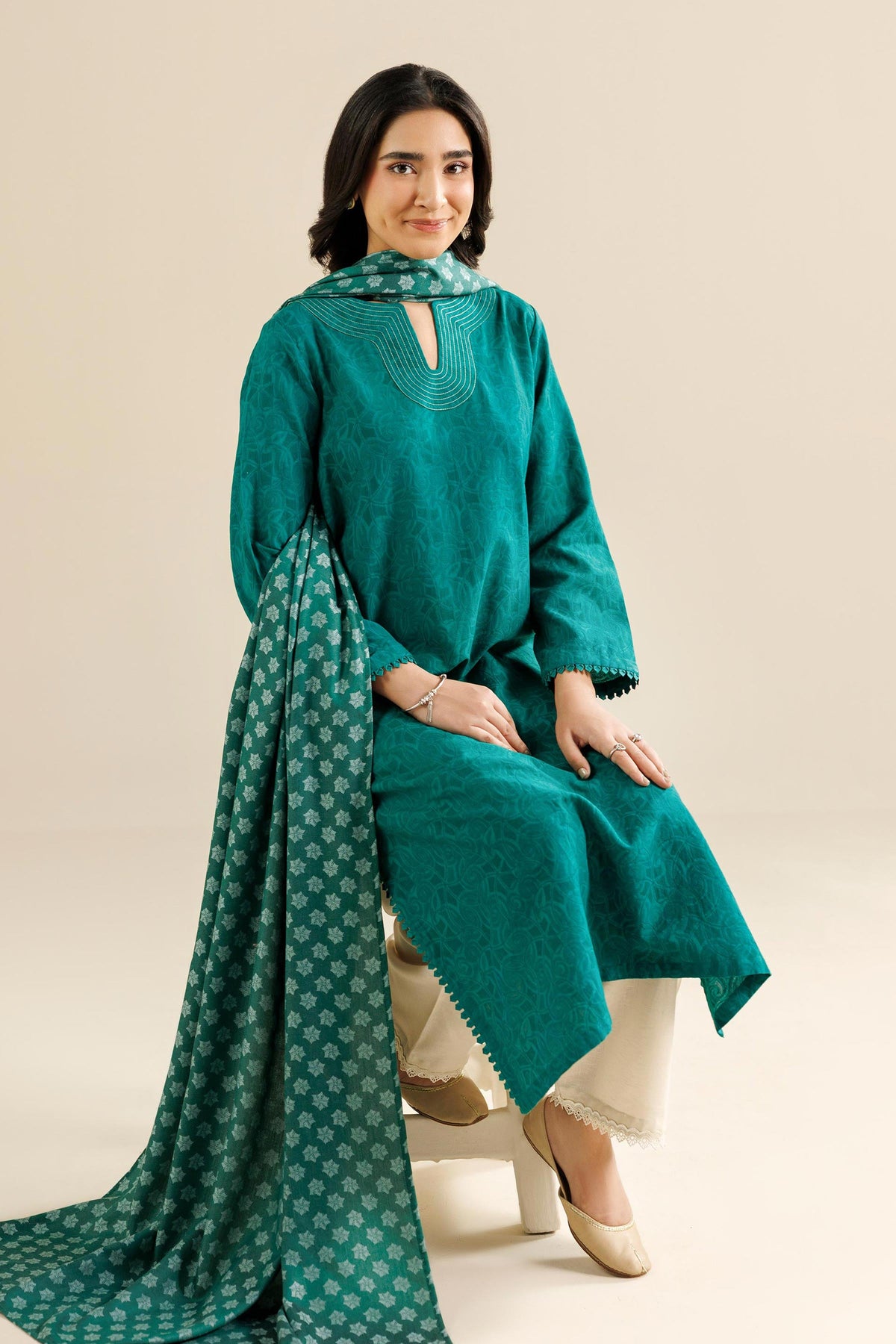 Nishat UK - Green Solids Jacquard 2 Pieces ready to wear