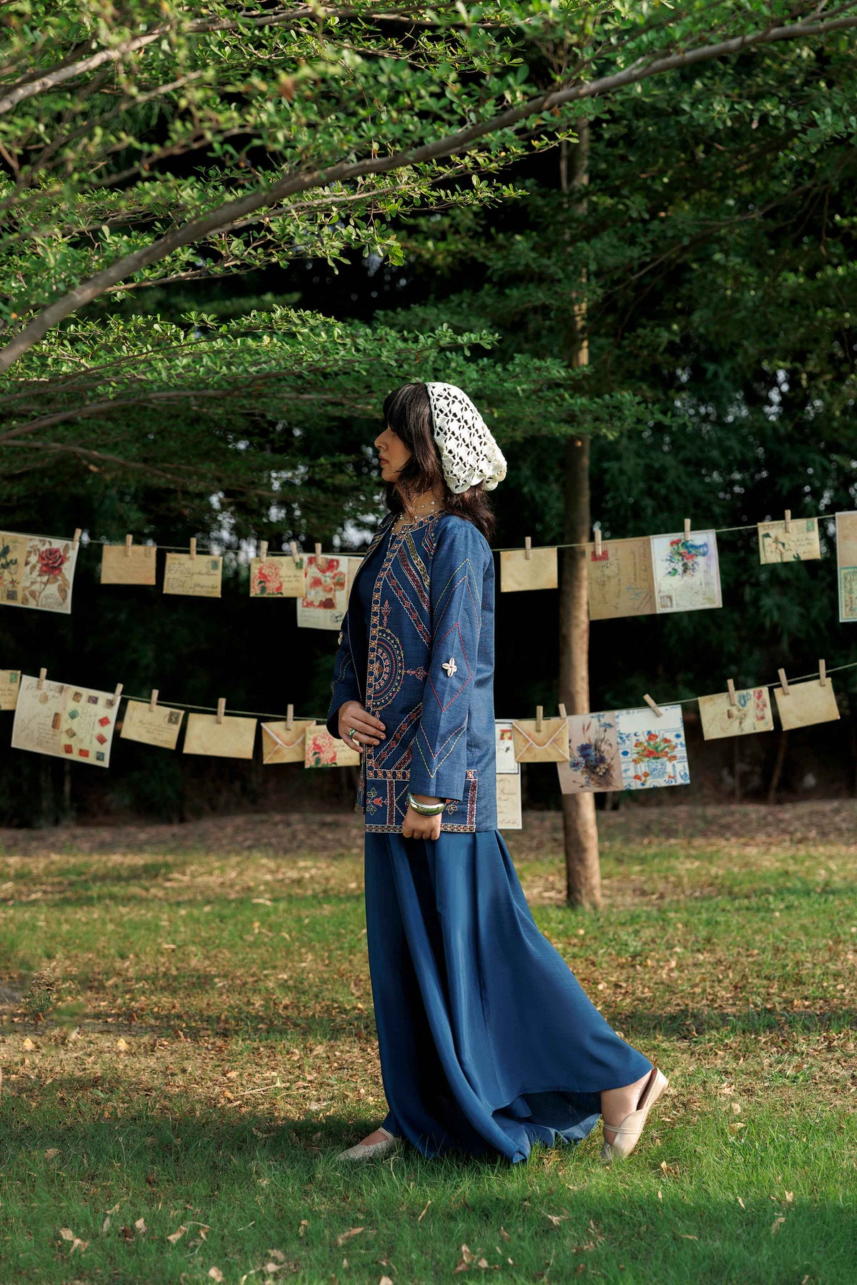 Nishat UK - Blue Embroidered Karandi 1 Piece ready to wear jacket