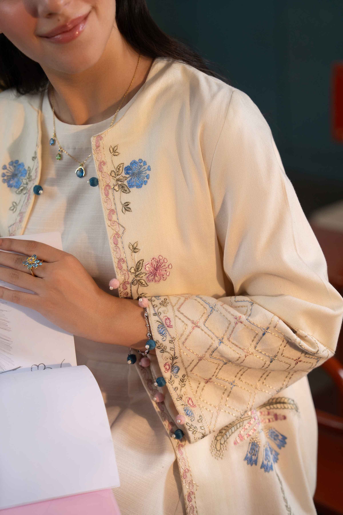 Nishat UK - Off White Embroidered Khaddar 1 Piece ready to wear
