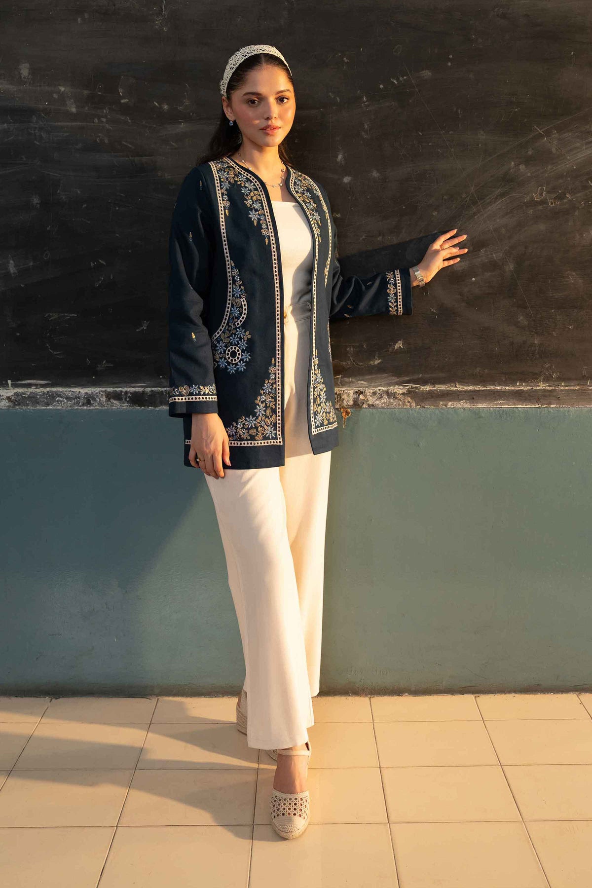 Nishat UK - Blue Embroidered Khaddar 1 Piece ready to wear jacket
