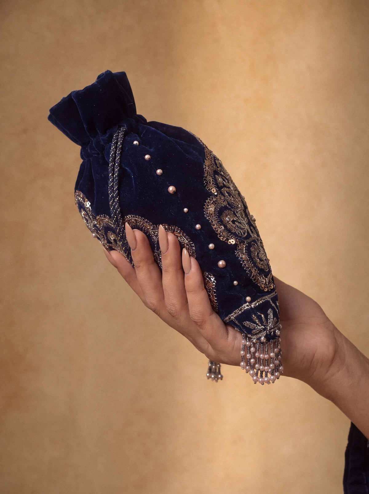 Nishat UK - Blue Embroidered Velvet 1 Piece ready to wear pouch