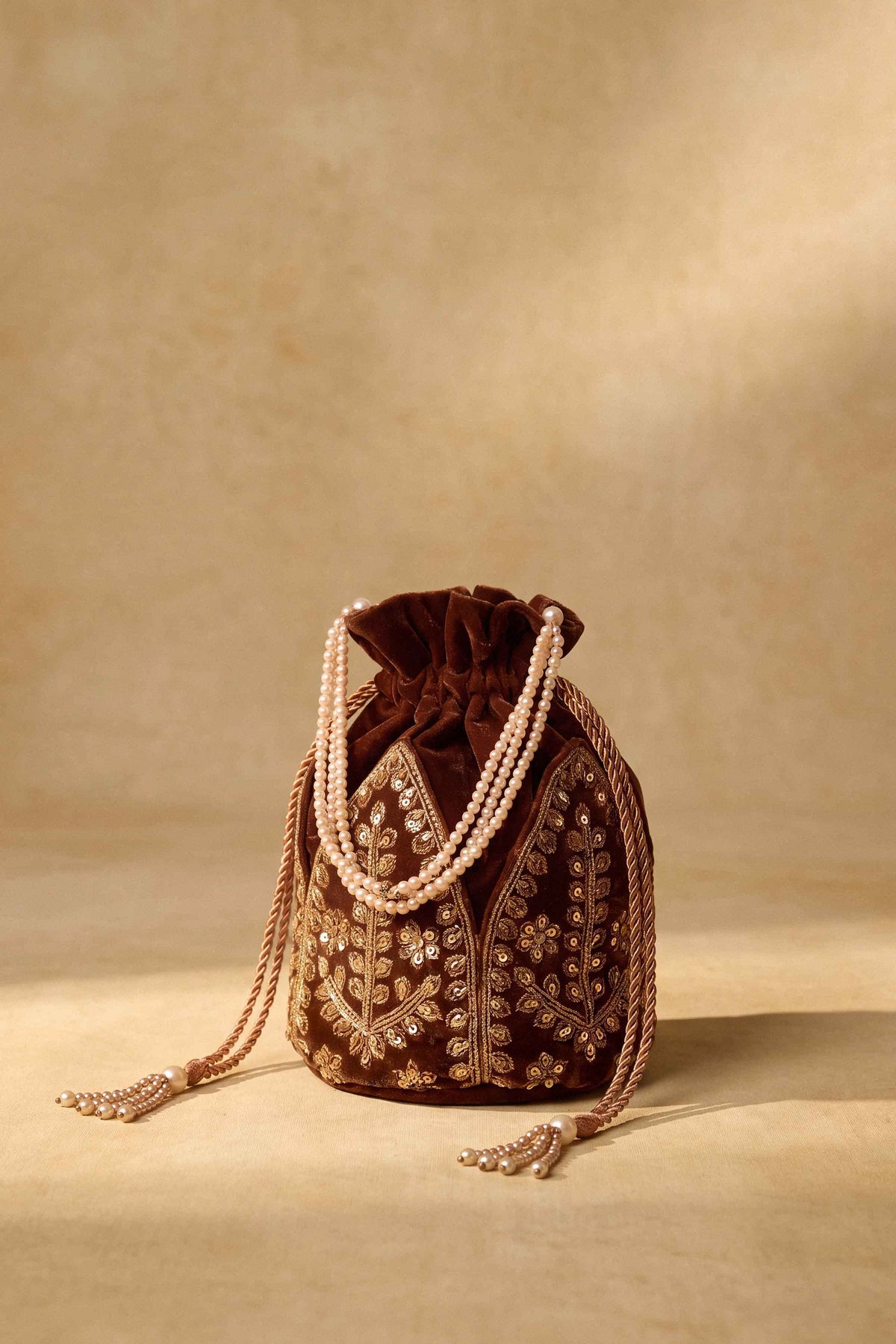 Nishat UK - Brown Embrodered Velvet 1 Piece ready to wear Pouch