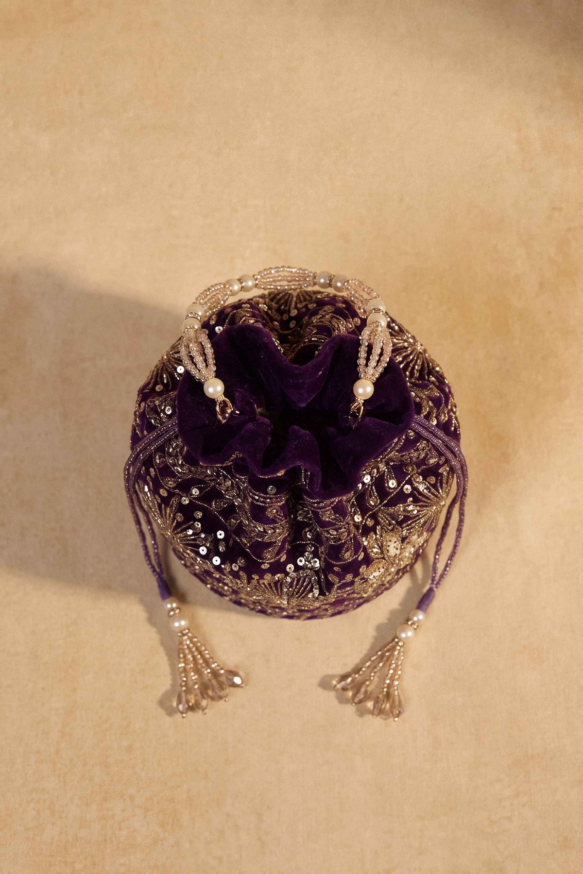 Nishat UK - Purple Embroidered Velvet 1 Piece ready to wear Pouch