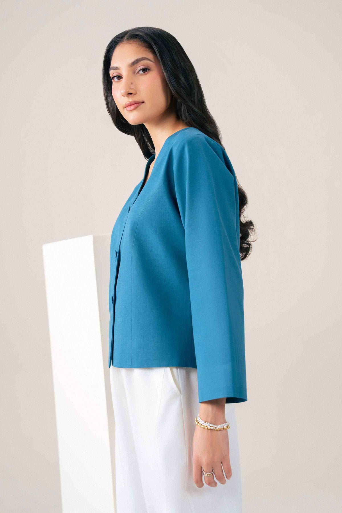 Nishat UK - Blue Solids Yarn Dyed 1 Piece ready to wear jacket