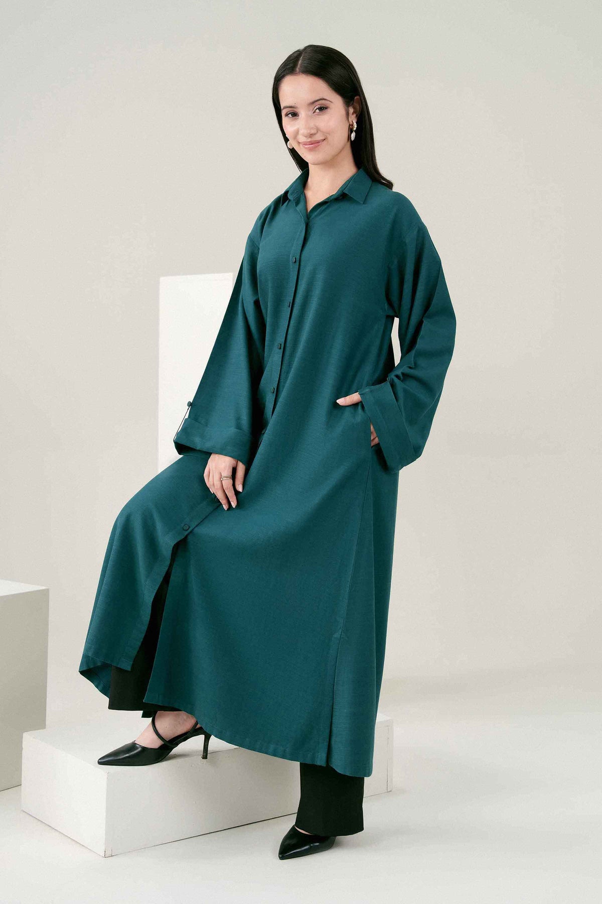 Nishat UK - Green Solids Yarn Dyed 1 Piece ready to wear Shirt