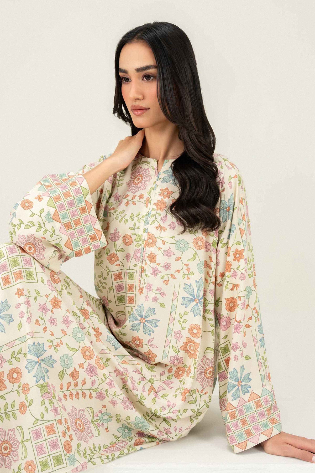 Nishat UK - Off White Printed Viscose 1 Piece ready to wear