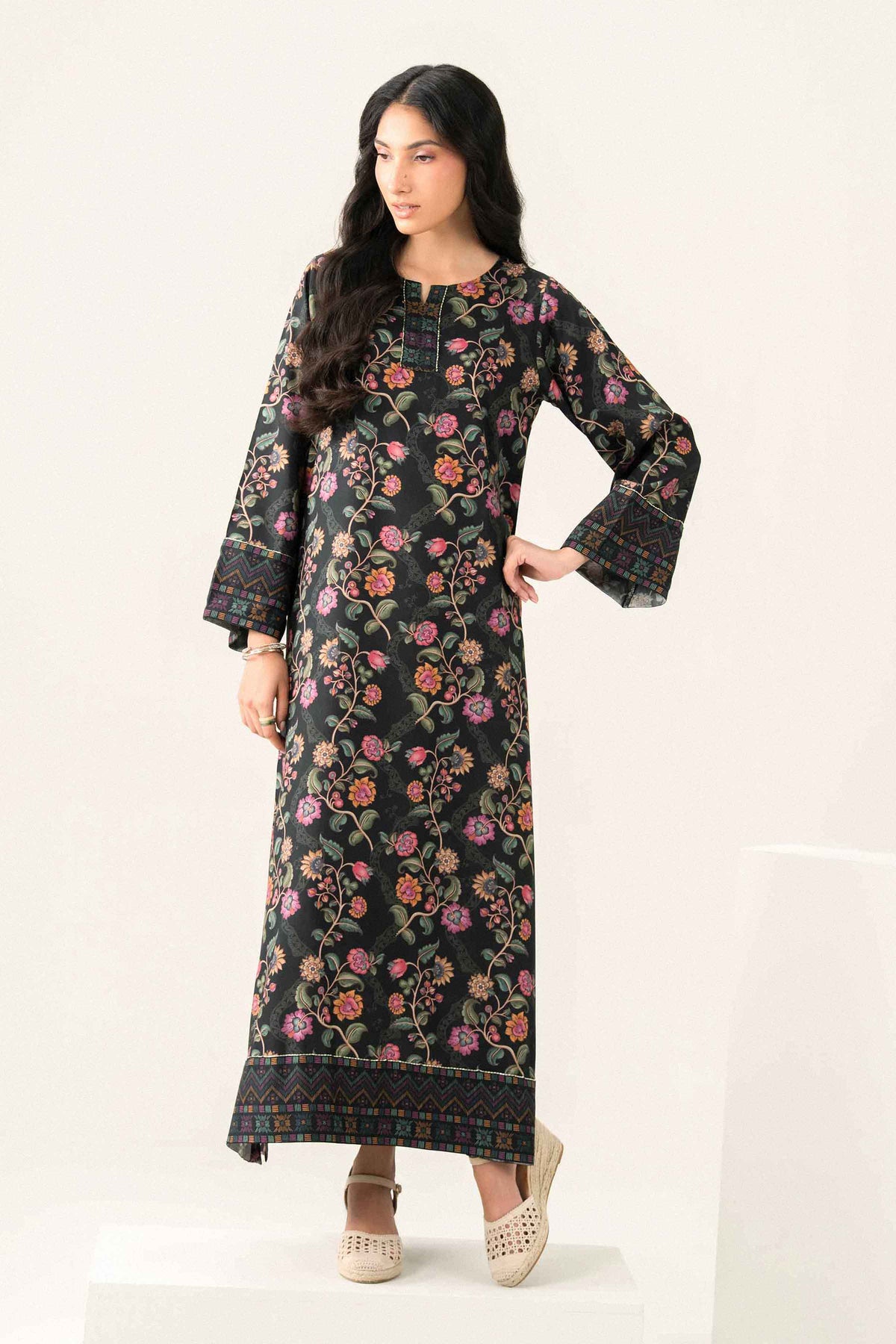 Nishat UK - Black Printed Viscose 1 Piece ready to wear Dress
