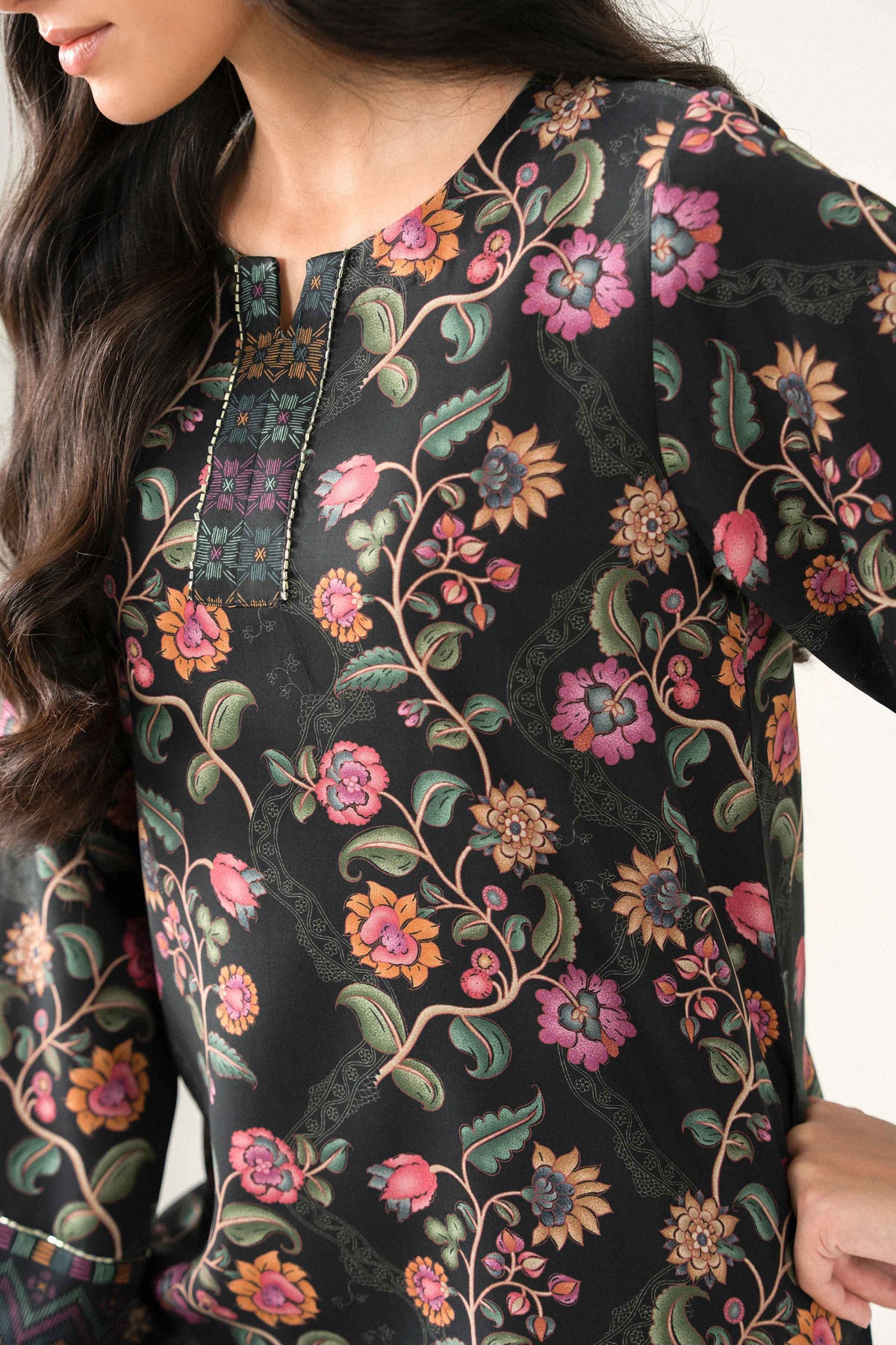 Nishat UK - Black Printed Viscose 1 Piece ready to wear Dress
